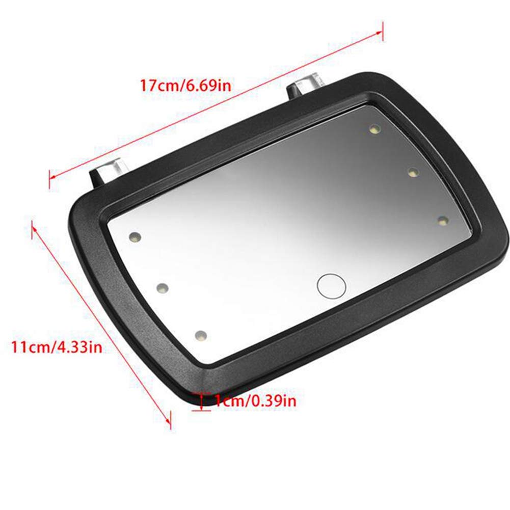 LED Car Sun Visor Makeup Mirror with Touch Switch - 6 Built-in Lights, Clip-On Cosmetic Mirror for Car, Truck & SUV - Perfect for Touch-Ups While Driving or Traveling