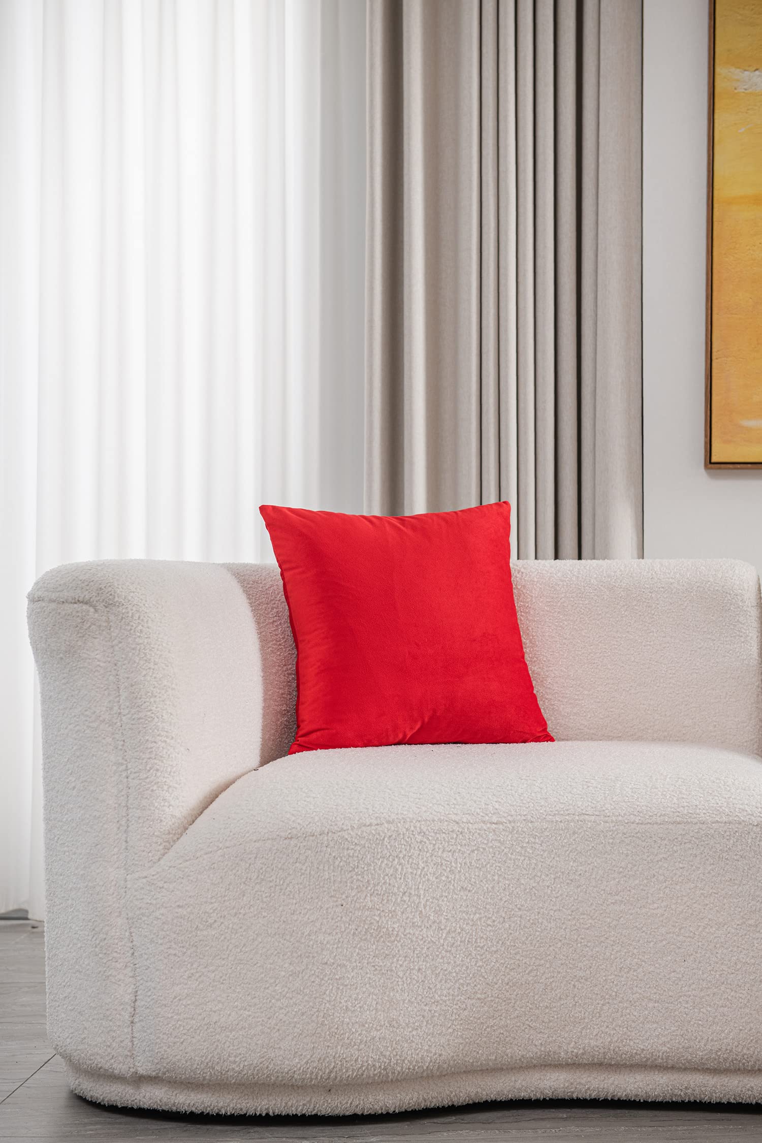DEZENE 26x26 Inch Euro Pillow Covers Set of 2 - Soft Velvet Square Couch Pillow Shams for Sofa & Living Room Decor (Red) - Perfect for Home, Bedroom, and Lounge Comfort