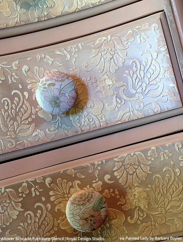 Allover Brocade Furniture Stencil - Reusable DIY Painting Template for Wood, Fabric & Walls - Perfect for Home Decor, Crafts & Upcycling Projects