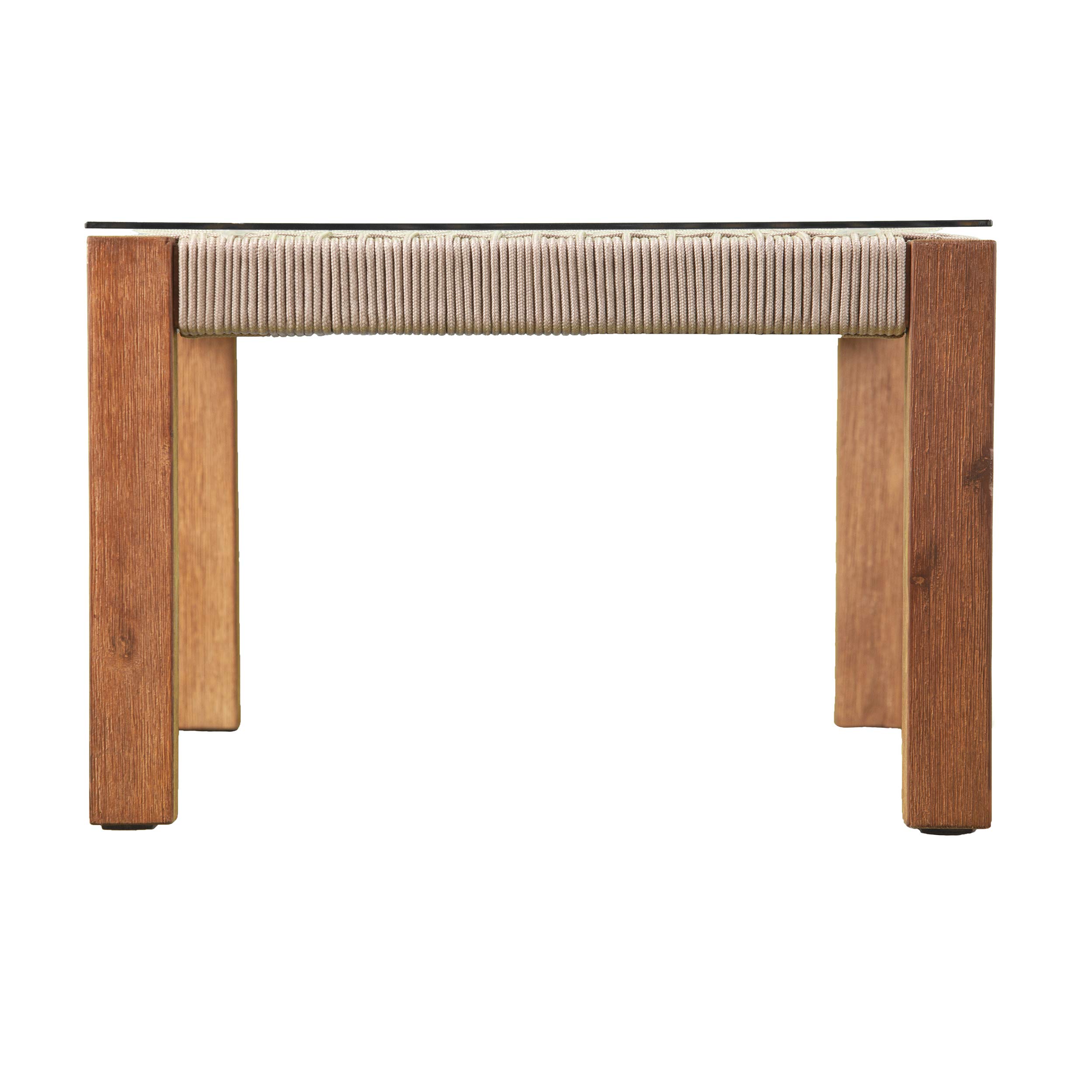 SEI Furniture Brendina Outdoor Glass-Top Cocktail Table - Natural Rattan Coffee Table for Patio, Poolside & Garden Decor - Weather-Resistant Side Table for Outdoor Living Spaces