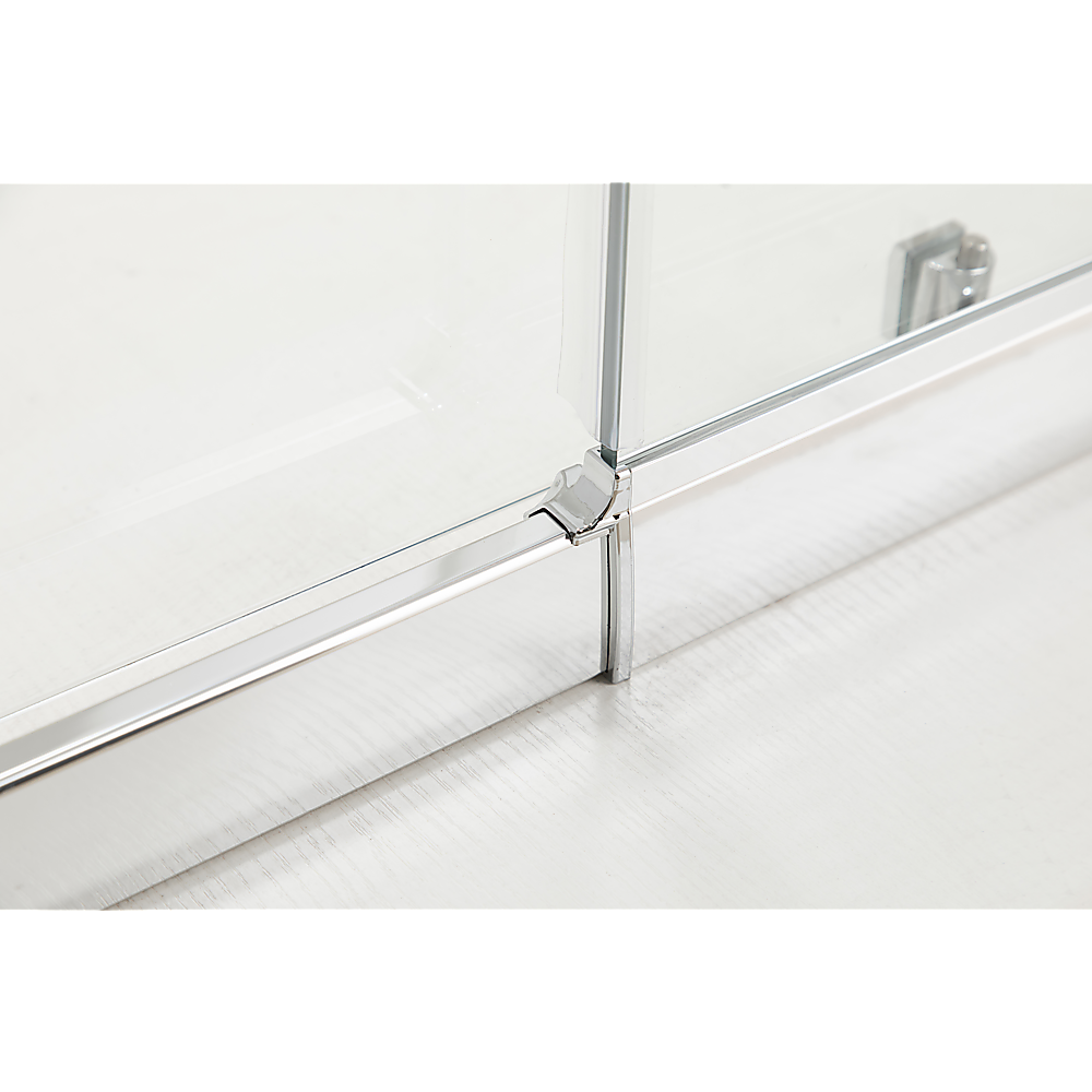 150mm Adjustable (1700x1010mm) Single Door Corner Sliding Glass Shower Screen in Chrome - Perfect for Modern Bathrooms & Space-Saving Shower Enclosures