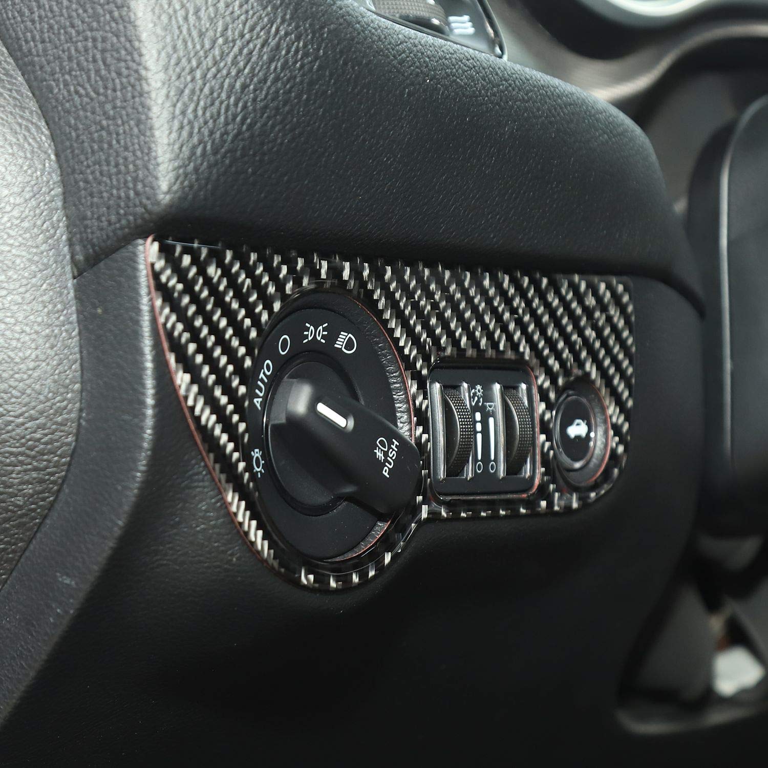 Real Carbon Fiber Headlight Switch Control Knob Trim for 2015-2025 Dodge Challenger & 2010-2024 Dodge Charger - Interior Upgrade Accessory for Enhanced Style & Performance (1pc) - Perfect for Car Enthusiasts & Custom Builds