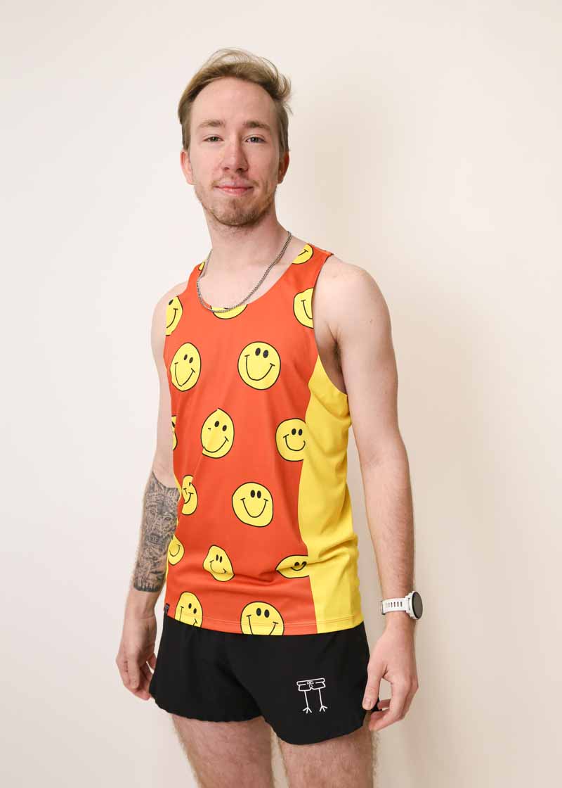 Men's Smileys Performance Singlet - Breathable Workout Tank Top for Running & Gym - Comfortable Athletic Sleeveless Shirt for Men's Fitness Training & Sports