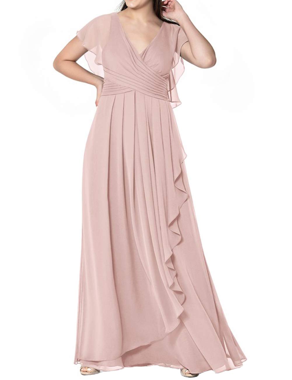 JAEDEN Women's Long Chiffon Bridesmaid Dresses - Sleeveless Formal Evening Gowns for Prom, Wedding Party & Special Occasions