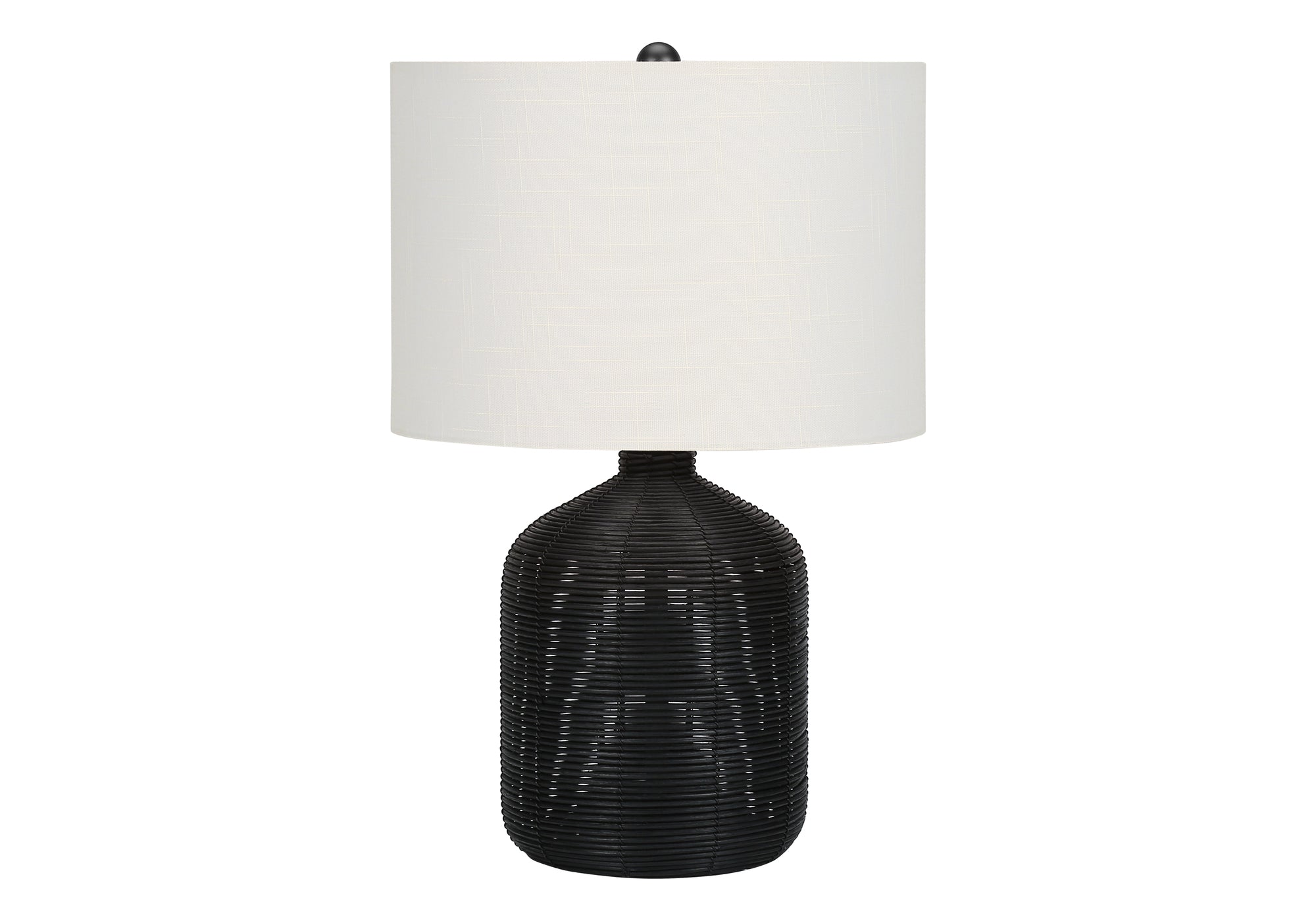 Black Rattan Table Lamp - Modern Ivory/Cream Shade Lighting for Bedroom & Living Room - 23 Inches Tall - Stylish Home Decor