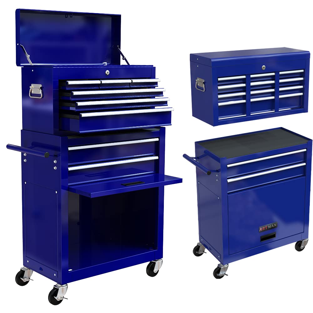 8-Drawer Rolling Tool Chest with Wheels & Lock - Heavy Duty High Capacity Tool Storage Cabinet for Garage, Workshop & Warehouse - Removable Drawers, Durable Blue Steel Construction - Perfect for Mechanics, DIY Projects & Professional Tool Organization