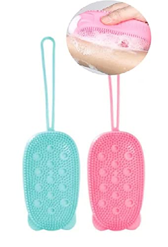 ARQIVO Silicone Bath Brush - Dual-Sided Shower Brush for Exfoliation, Body Scrub & Massage - Gentle Skin Cleaning with Easy Lathering - Perfect for Sensitive Skin & Spa Days (Pack of 2) - Ideal for Daily Shower Routine & Self-Care Moments