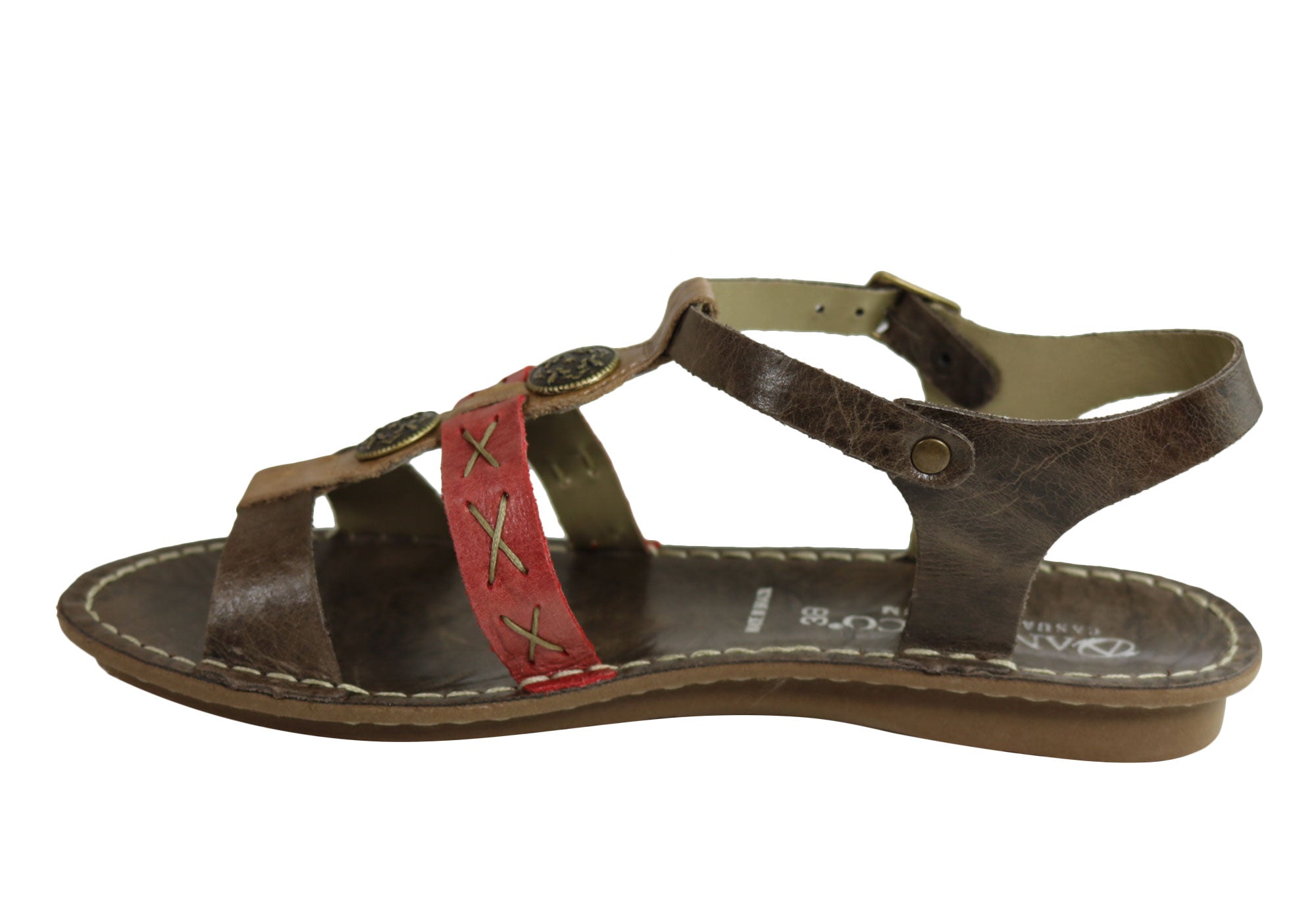 Andacco Madisson Women's Comfort Flat Leather Sandals - Handmade in Brazil - Perfect for Summer, Beach & Casual Outings