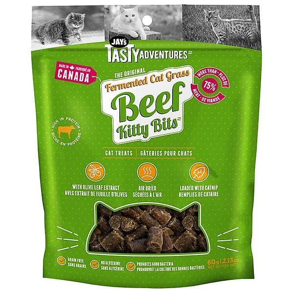 Jay's Beef Kitty Bits Cat Treats - High Protein, Grain-Free Cat Snacks for Training & Rewards - Perfect for Indoor Cats, Playtime & Bonding Moments