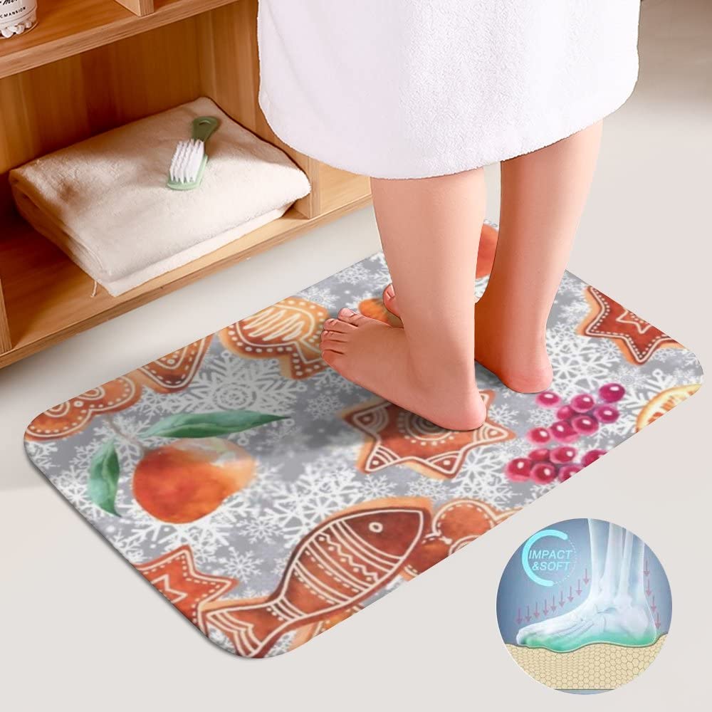 Hapuxt 3-Piece Winter Bath Rug Set - Anti-Slip Absorbent Bathroom Mats with Toilet Lid Cover & U-Shaped Contour Rug | Machine Washable | Christmas Gingerbread Cookie Holiday Decor | Cozy Bathroom Upgrade for Winter Comfort