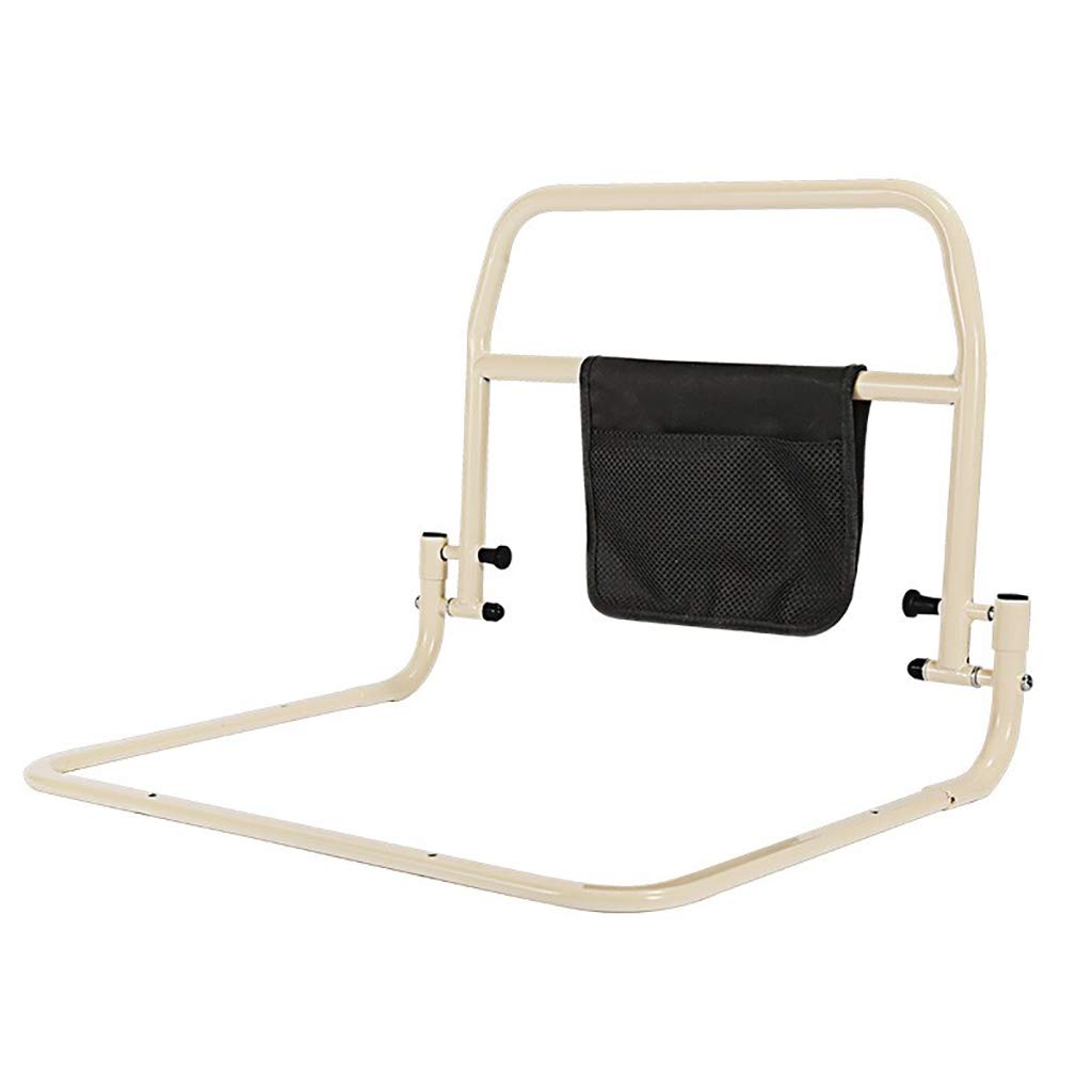 Adjustable Height Bed Assist Rail with Storage Pocket & Hand Assistant Bar - Safe & Easy Bed Rails for Seniors - Floor Support for Stability (Ideal for Elderly Care, Post-Surgery Recovery & Home Safety)
