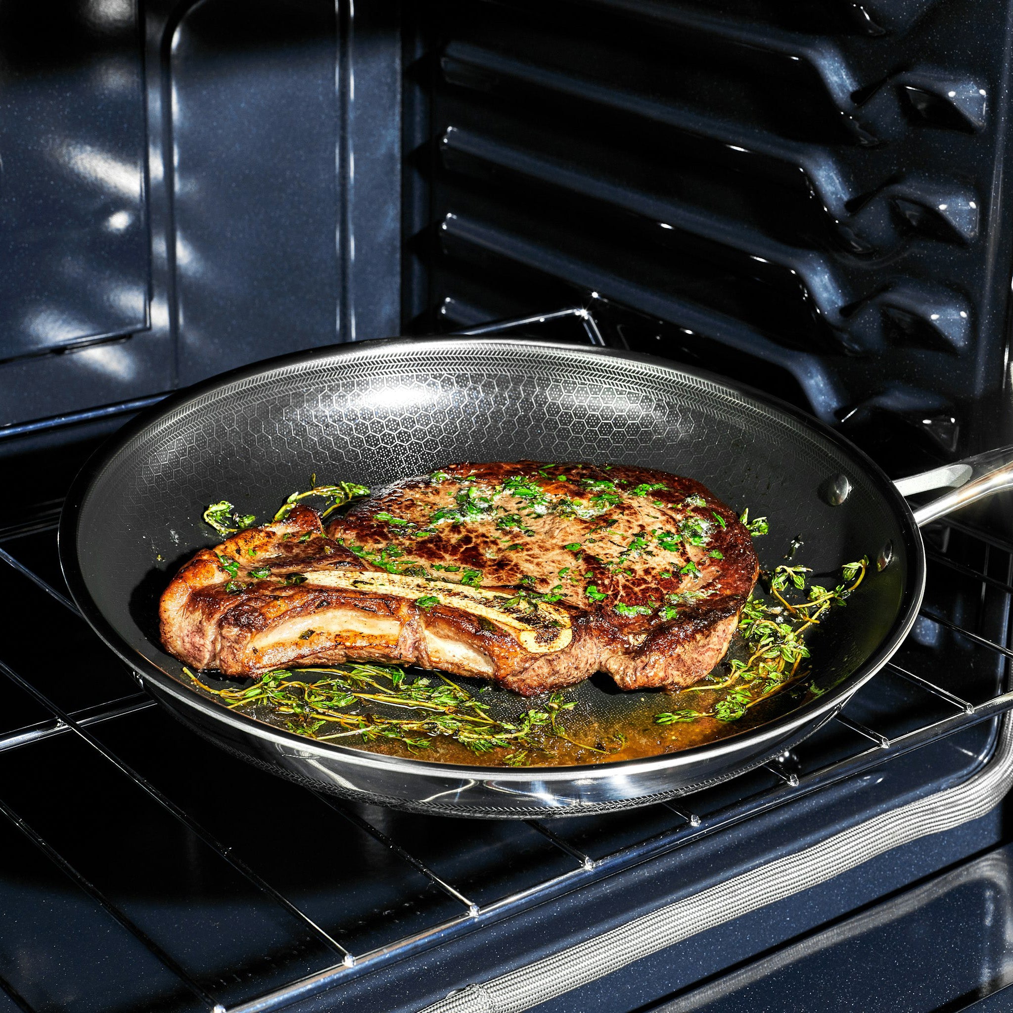 HexClad 12-Inch Hybrid Stainless Steel Frying Pan - Nonstick, Induction Compatible, Oven Safe - Perfect for Searing, Sauteing & Stir-Frying at Home
