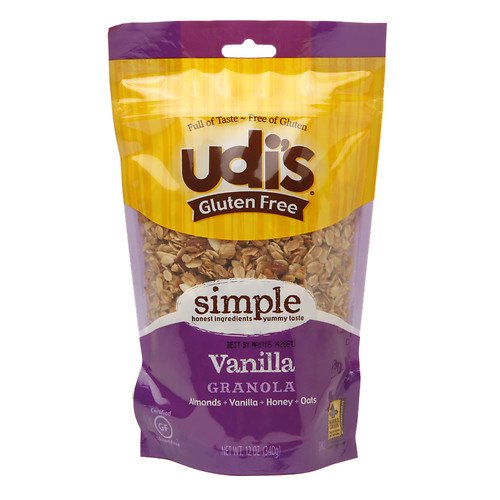 Udi's Gluten Free Granola with Almonds, Vanilla, Honey & Oats - 12 Oz (Pack of 3) | Healthy Breakfast Cereal, Snack for Office & Travel