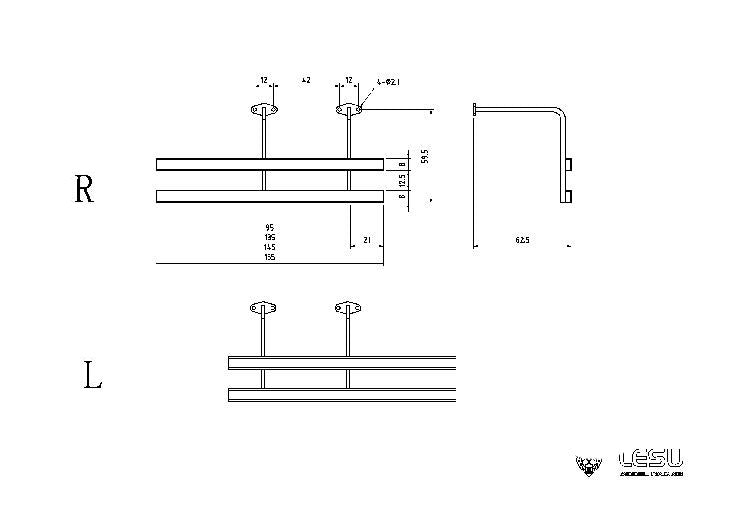 95/135/145/155MM Metal Side Bumper Guard Rail Set for LESU RC 1/14 Dumper Truck - Left & Right Replacement Parts for Tractor Car Model Upgrades | DIY Construction Vehicle Accessories for Off-Road Play & Display Collection