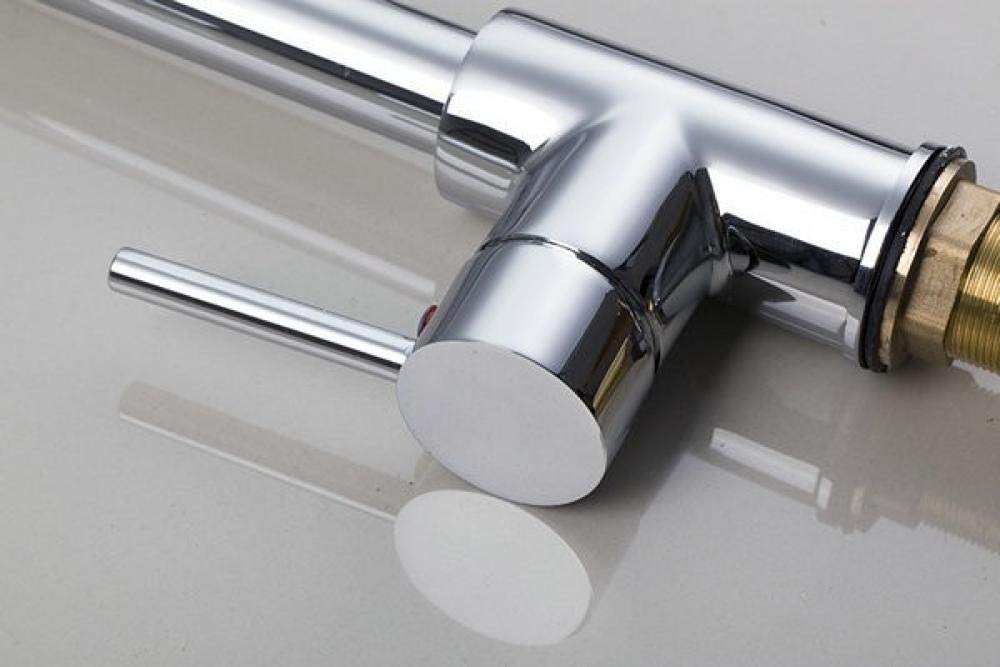 Pull Out Down Vessel Sink Faucet - Chrome Solid Brass Deck Mount Kitchen Sink Mixer Tap with Spring Spray Push Button for Modern Bathroom & Kitchen Renovation | Perfect for Vanity, Bar, and Utility Sinks