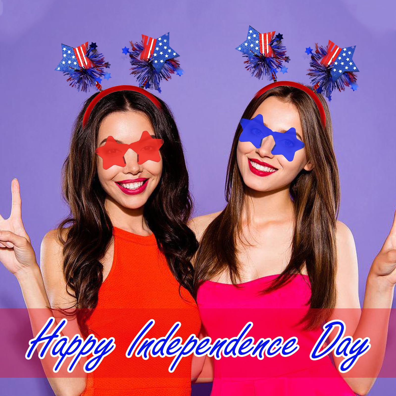4 PCS Patriotic Party Accessories Set - American Flag Headband, Star Sunglasses, Red White Blue Decorations for Independence Day, Memorial Day & 4th of July Celebrations - Perfect for BBQ Parties, Parades and Patriotic Events