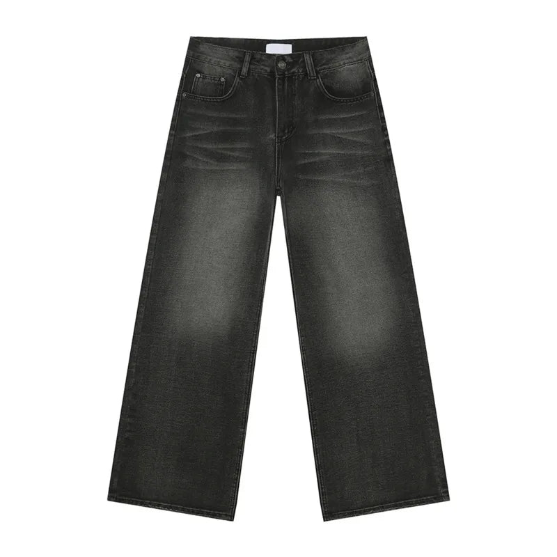 American Style Men's Denim Jeans - Washed Straight Leg Wide Fit Solid Color Casual Trousers for Men | Perfect for Everyday Wear, Office & Street Fashion | New 9C9336