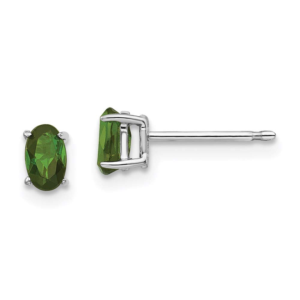 14K White Gold Green Tourmaline Stud Earrings for Women - Elegant Gemstone Jewelry Gift for Birthday, Anniversary & Special Occasions