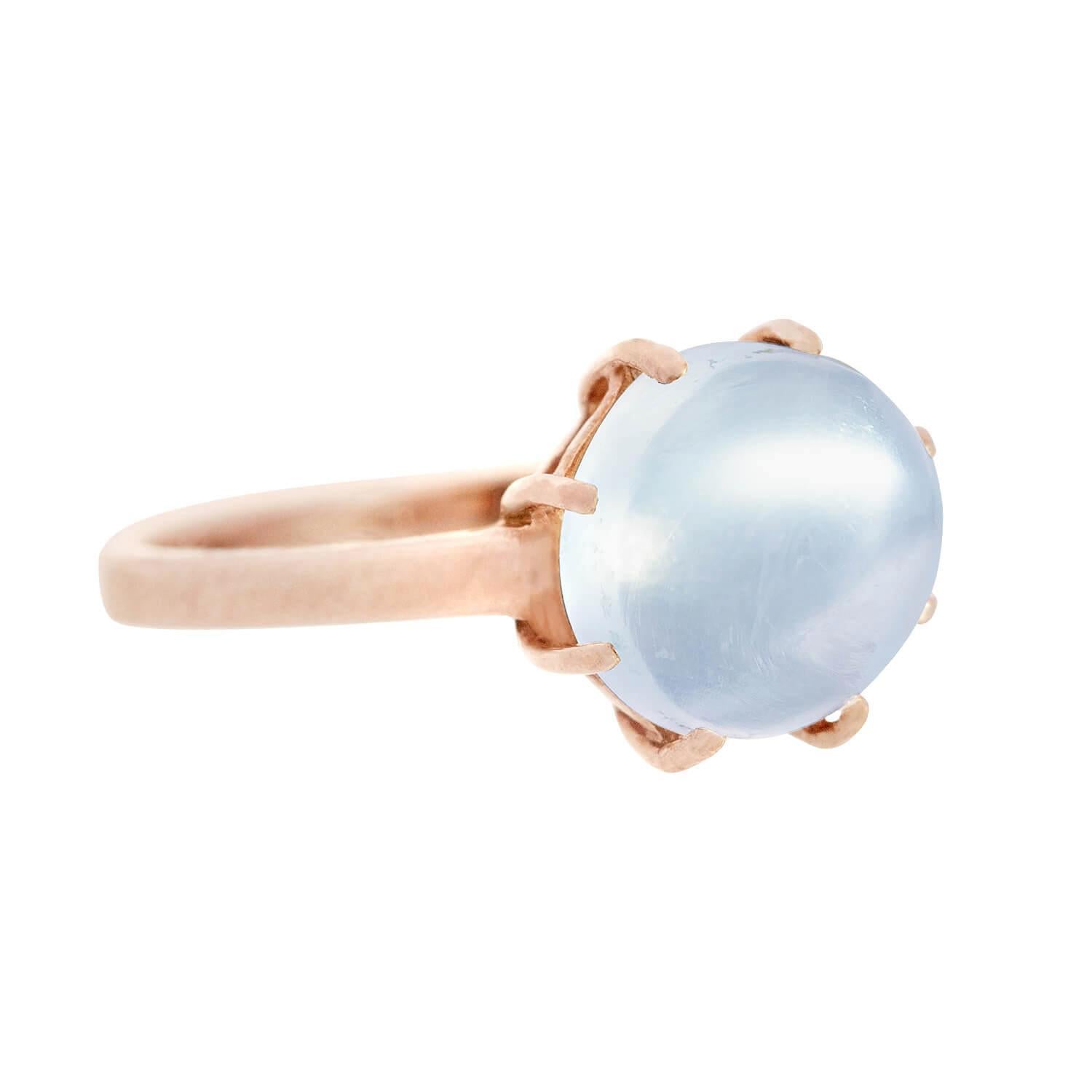10K Rose Gold Moonstone Cabochon Prong Set - Elegant Vintage Jewelry for Weddings, Anniversaries & Special Occasions