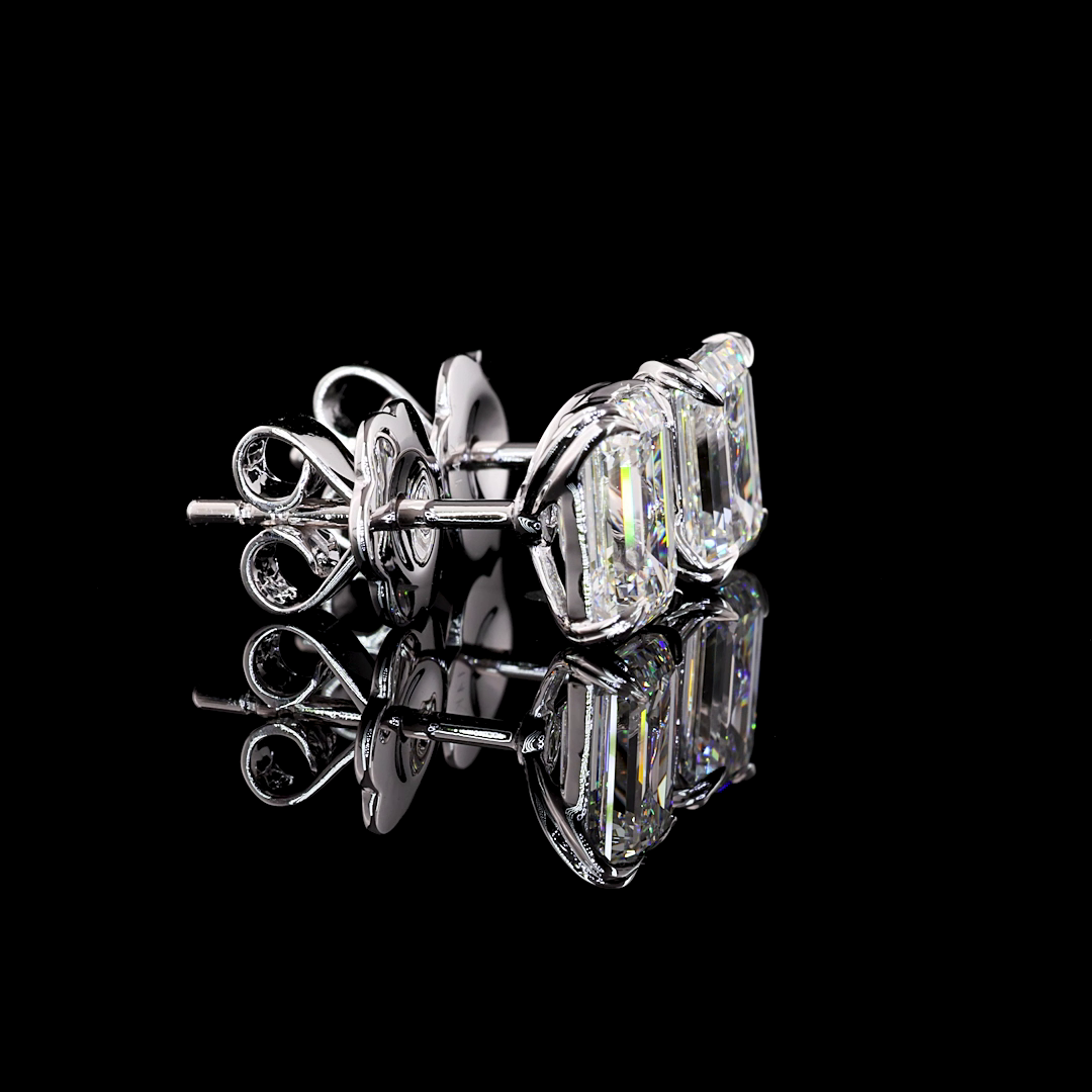 2.09 Carat Lab Grown Emerald E VS1 Diamond Stud Earrings in 14K White Gold - Elegant Jewelry for Weddings, Anniversaries & Special Occasions