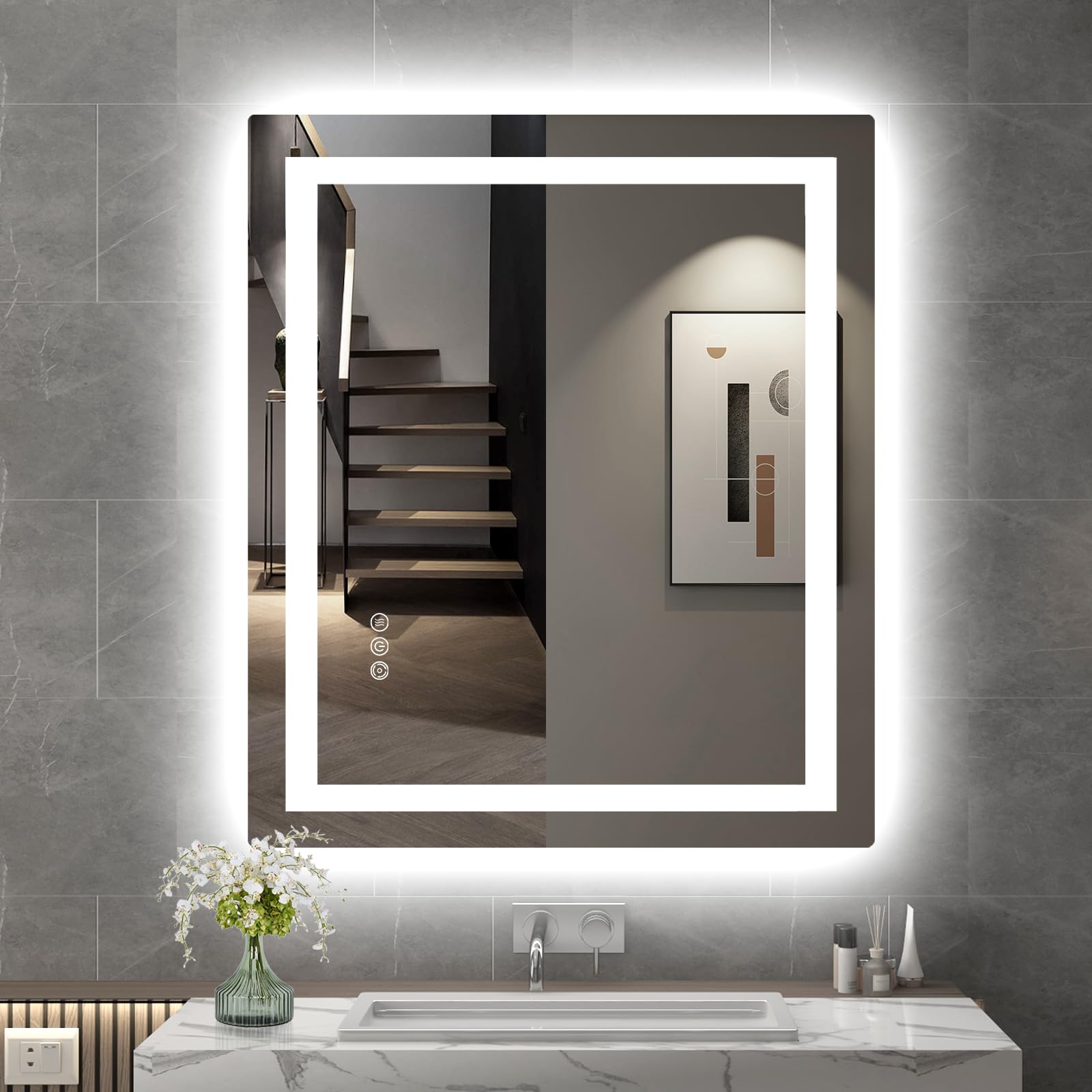 30x36 Inch LED Bathroom Mirror with Dimmable Lights - Anti-Fog Vanity Mirror with 3 Color Modes & Memory Function - Front & Backlit Illumination for Makeup, Shaving & Home Decor