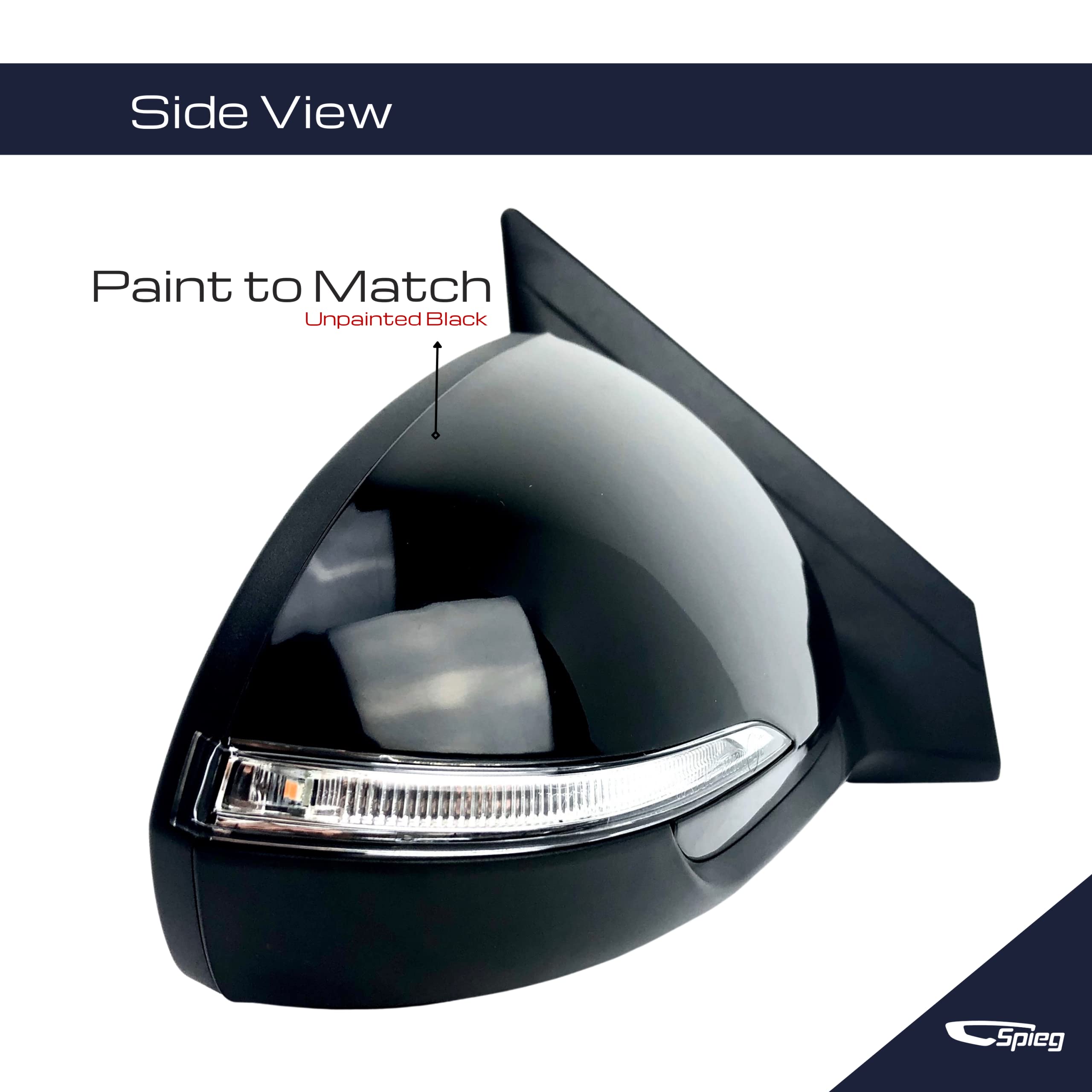 Spieg HY1321232 Passenger Side Mirror Replacement for Hyundai Elantra 2017-2018 - Power Heated Turn Signal with Blind Spot Monitoring, Paintable Black 8PIN (Right Side) - Perfect for Winter Driving and Enhanced Safety