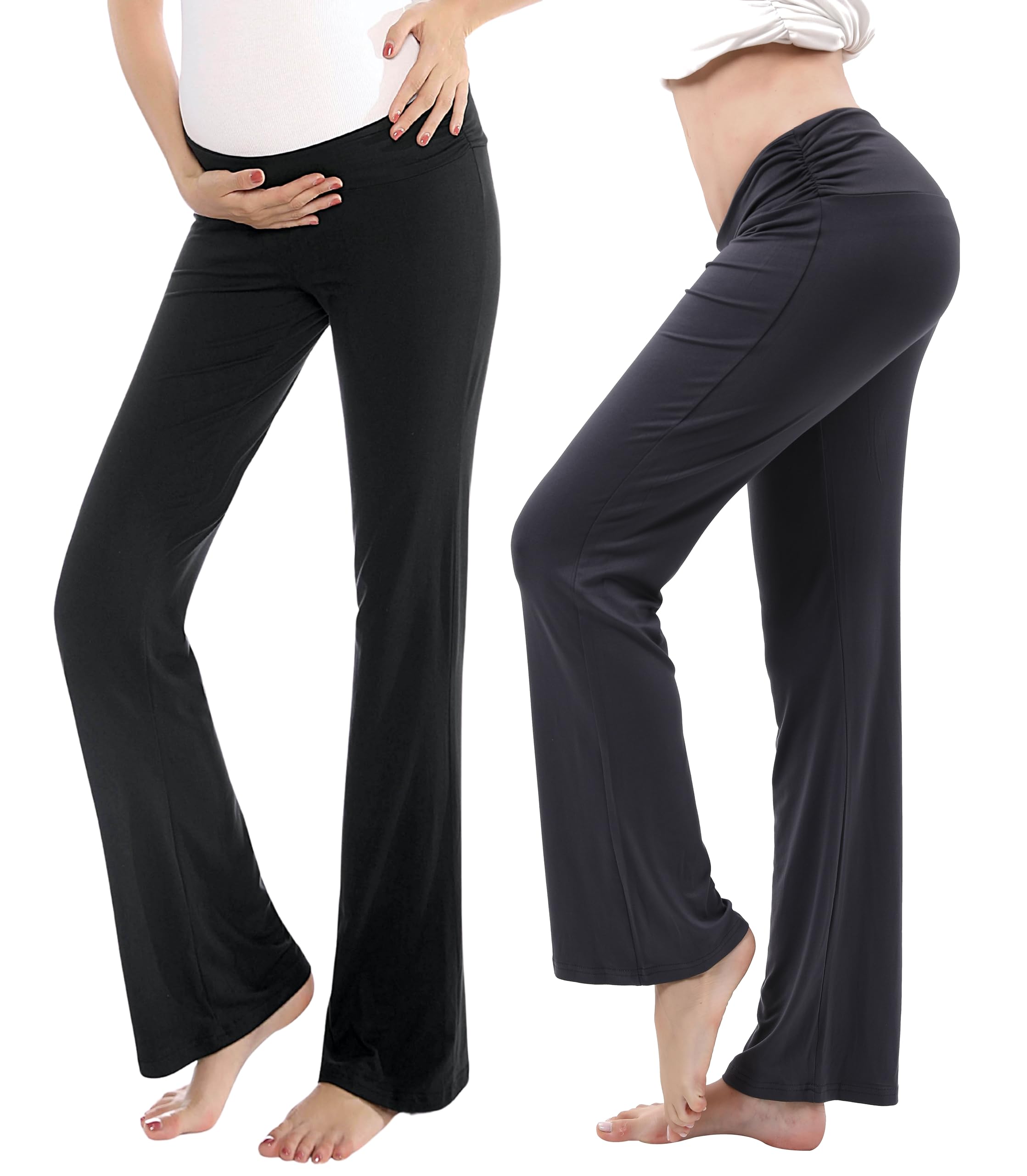 Comfy Stretchy Maternity Pajama Pants for Women - Soft Wide Leg Palazzo Lounge Pants with Elastic Waist - Perfect for Pregnancy, Nursing & Relaxing at Home