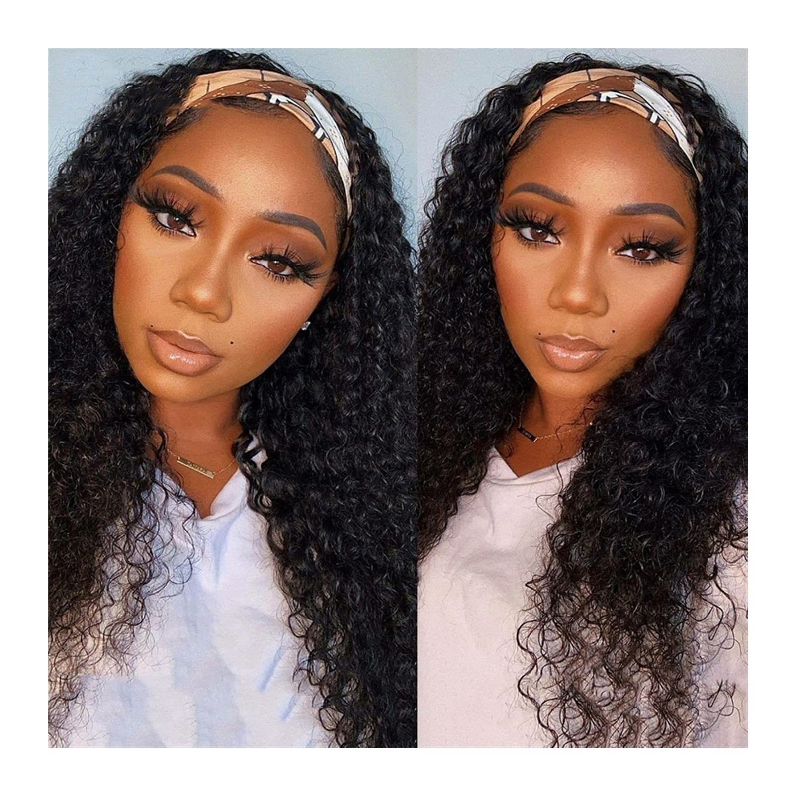 Premium Brazilian Human Hair Wig for Women - 150% Density Remy Curly Lace Wig (8-28 Inch) - Natural Headband Wig & Hair Replacement Solution - Perfect for Daily Wear, Cosplay, and Special Occasions (Color: A, Size: 22 Inches)