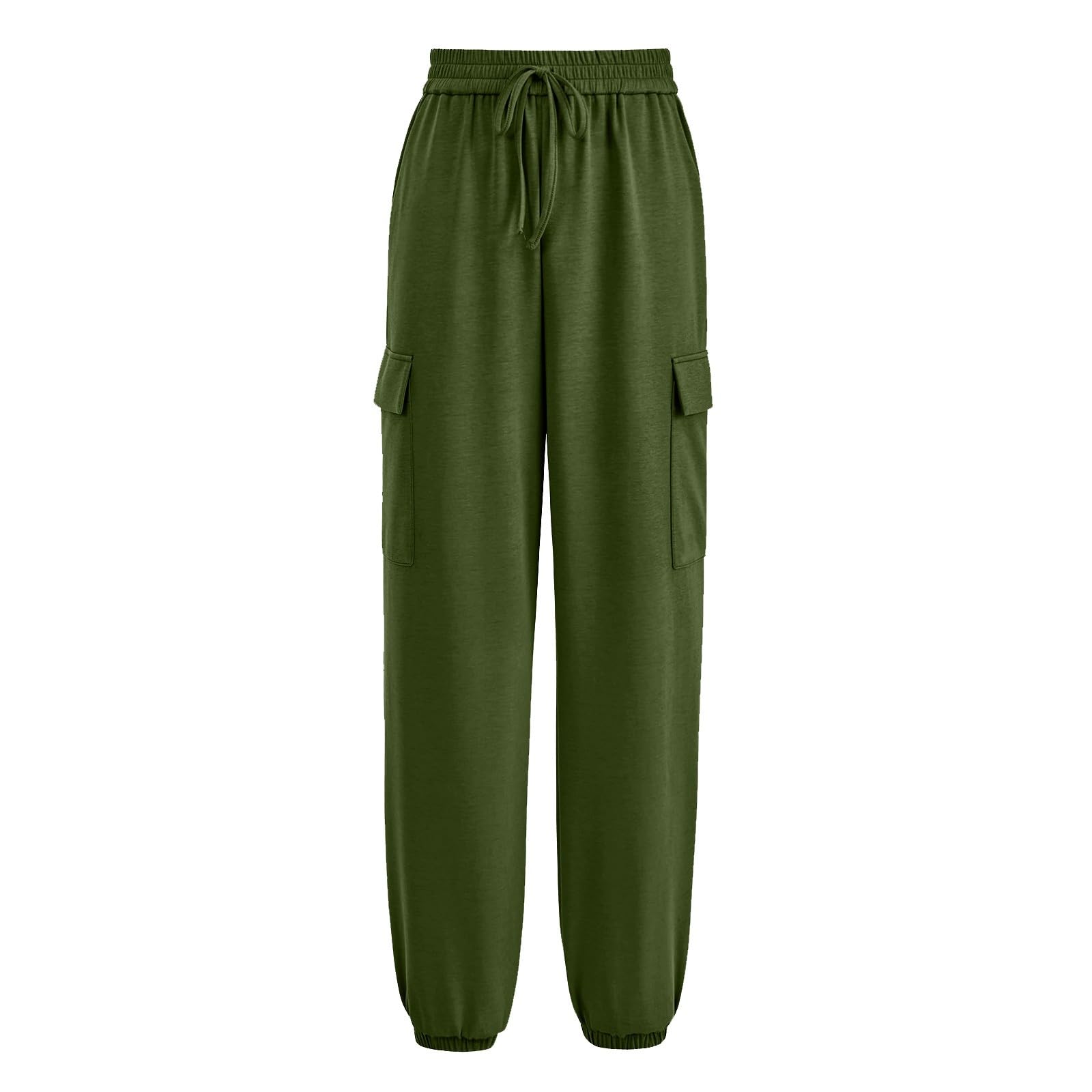 Women's Fleece-Lined Cargo Sweatpants - High Waisted Baggy Joggers with Drawstring & Wide Straight Leg (2024 Fashion) - Perfect for Lounge Wear, Workouts, and Casual Outfits
