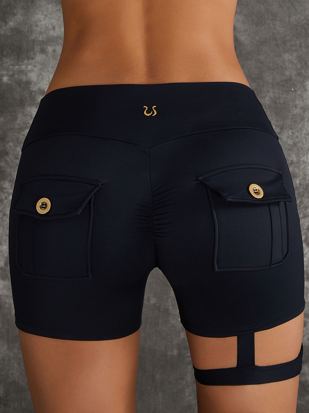 ZASUWA Women's High Waisted Scrunch Butt Lifting Workout Shorts - Sexy Cut Out Mesh Pocket Gym Leggings for Running, Yoga & Fitness