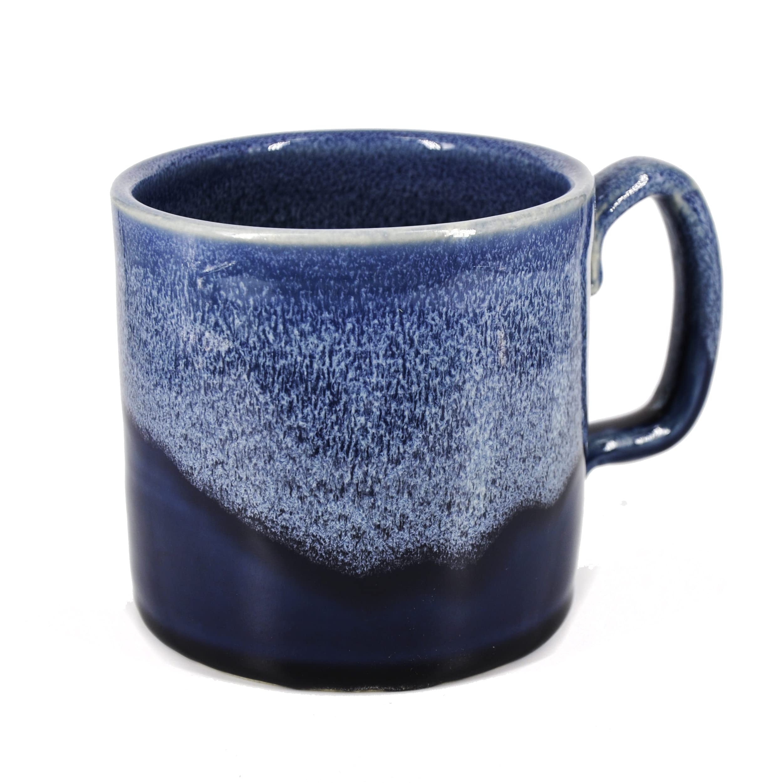 Handmade Ceramic Coffee Mug - 14oz Blue & White Frosted Design | Perfect for Home, Office & Gifts | Durable & Stylish Drinking Cup for Coffee, Tea & Hot Beverages