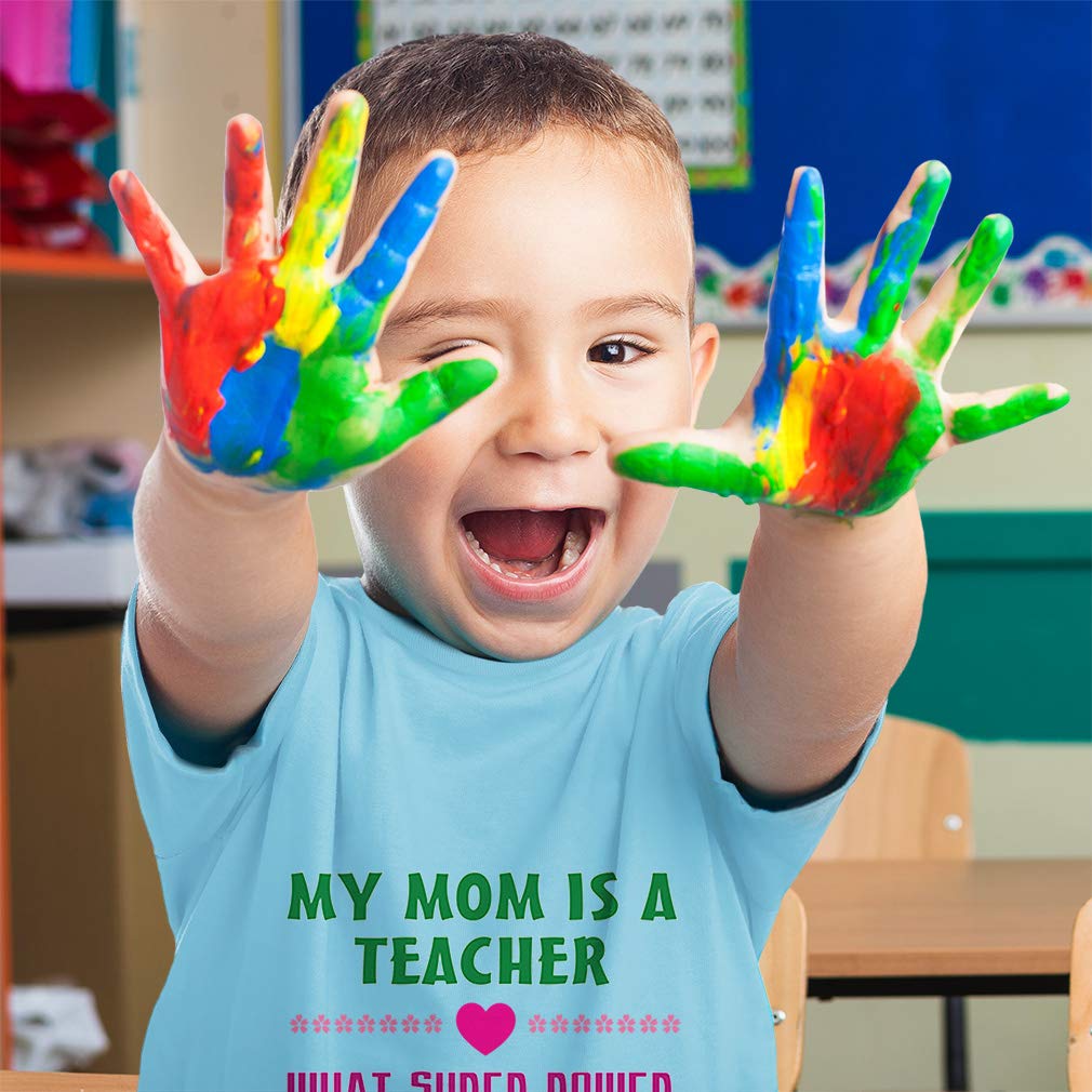 Funny Toddler T-Shirt 'My Mom is a Teacher - What Superpower Does Yours Have?' - 100% Cotton Cute Teacher-Themed Baby Clothes for Boys & Girls - Cool Lavender Design - Size 4T - Perfect for Teacher Appreciation Week, School Events & Family Photos