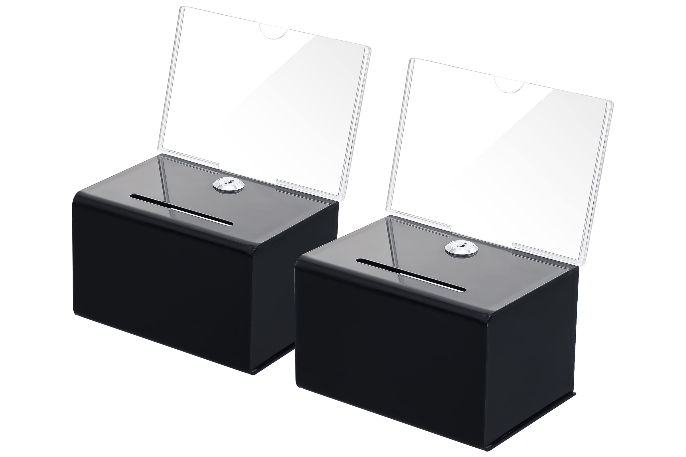 KYODOLED 2-Pack Acrylic Lockable Donation Box with Sign Holder - 6.1