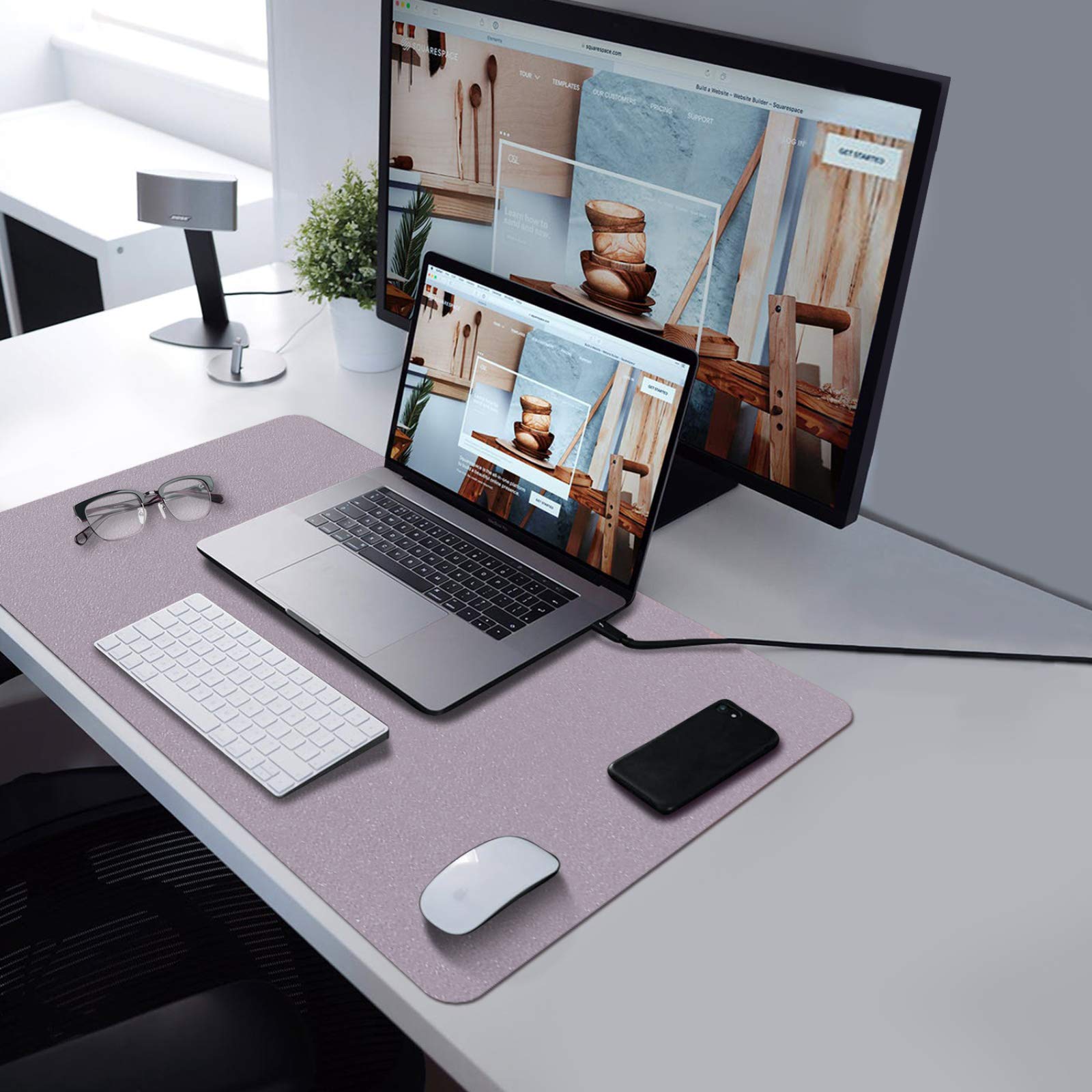 TOWWI PU Leather Desk Pad with Suede Base - 24