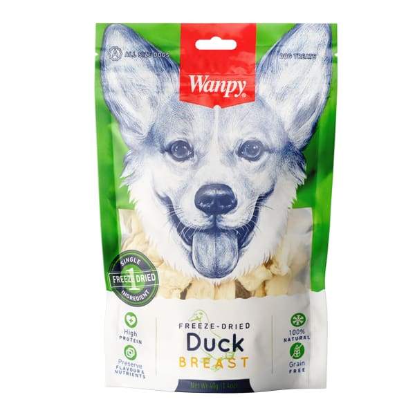 Premium Wanpy Freeze-Dried Duck Breast Dog Treats - 40g Natural Protein Snacks for Training & Dental Health - Perfect for Small & Large Dogs