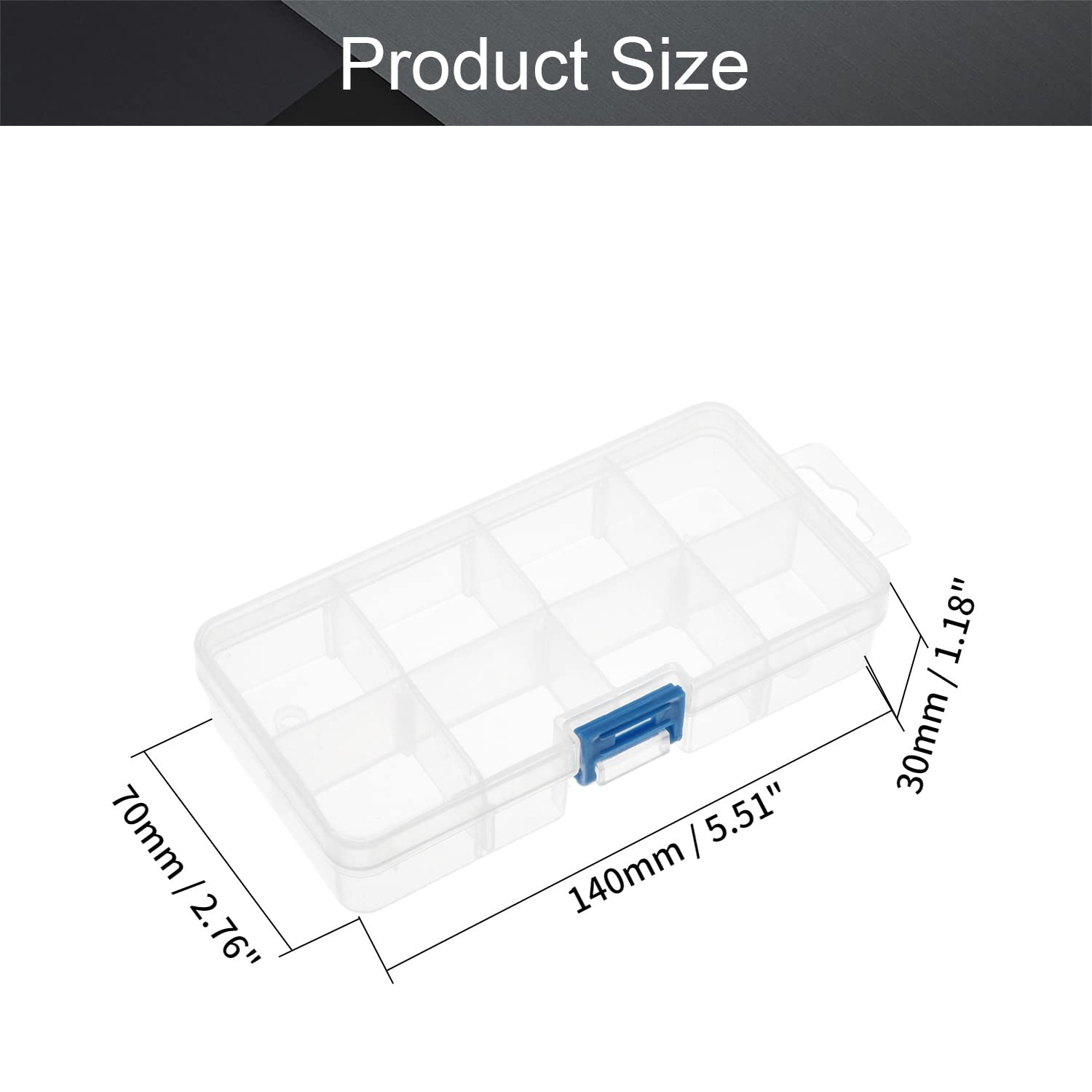 Bettomshin 4-Piece Translucent Plastic Tool Box Organizer - 5.5 x 2.8 x 1.2 Inches Hardware Storage for Screws, Bolts, Nuts, Nails, Beads & Jewelry - Perfect for Workshop, Garage, Craft Room and DIY Projects