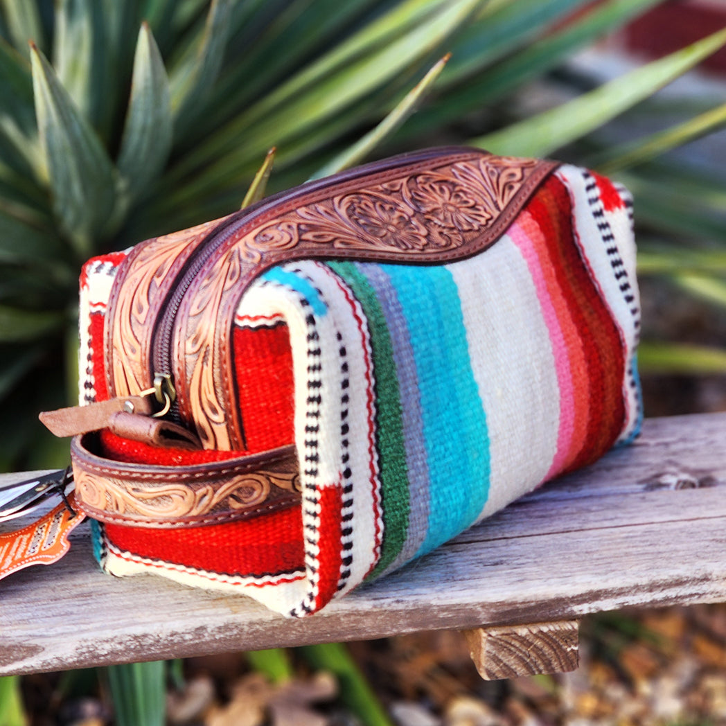 American Darling Serape Makeup Bag - Waterproof Cosmetic Organizer for Travel, Gym & Daily Use | Mexican Style Pattern Makeup Pouch