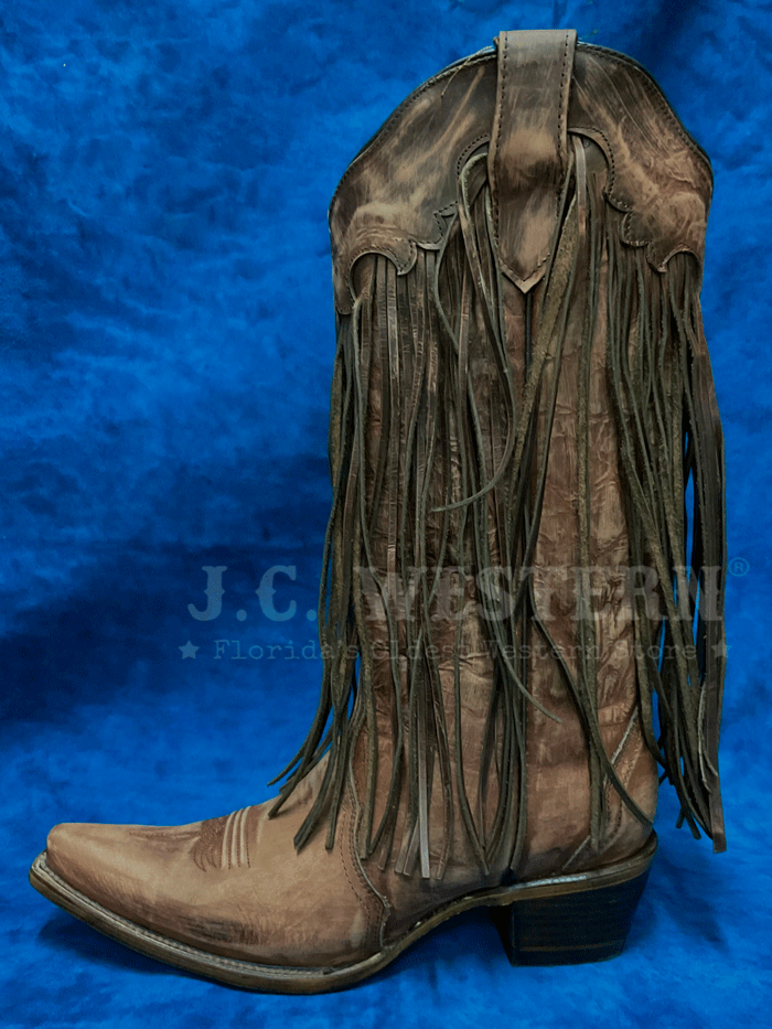 Circle G L6088 Women's Western Boots with Brick Fringe Detail - Brown Cowgirl Boots for Country Dancing & Rodeo Events