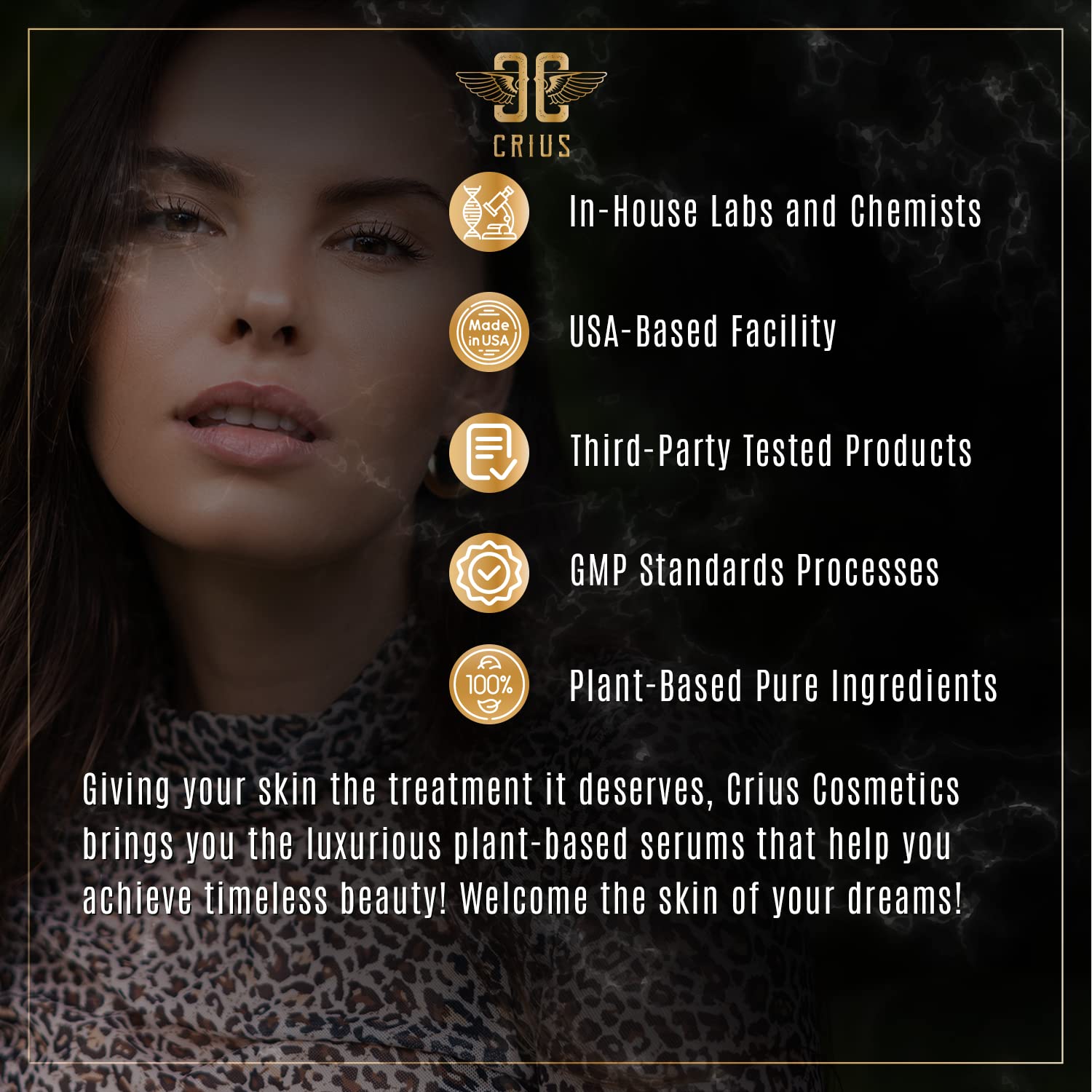 Crius Cosmetics Hyaluronic Acid Serum with Vitamin C & E - Brightening & Pigment Correcting Facial Treatment (6 Oz) - Perfect for Dry Skin & Anti-Aging Daily Skincare Routine
