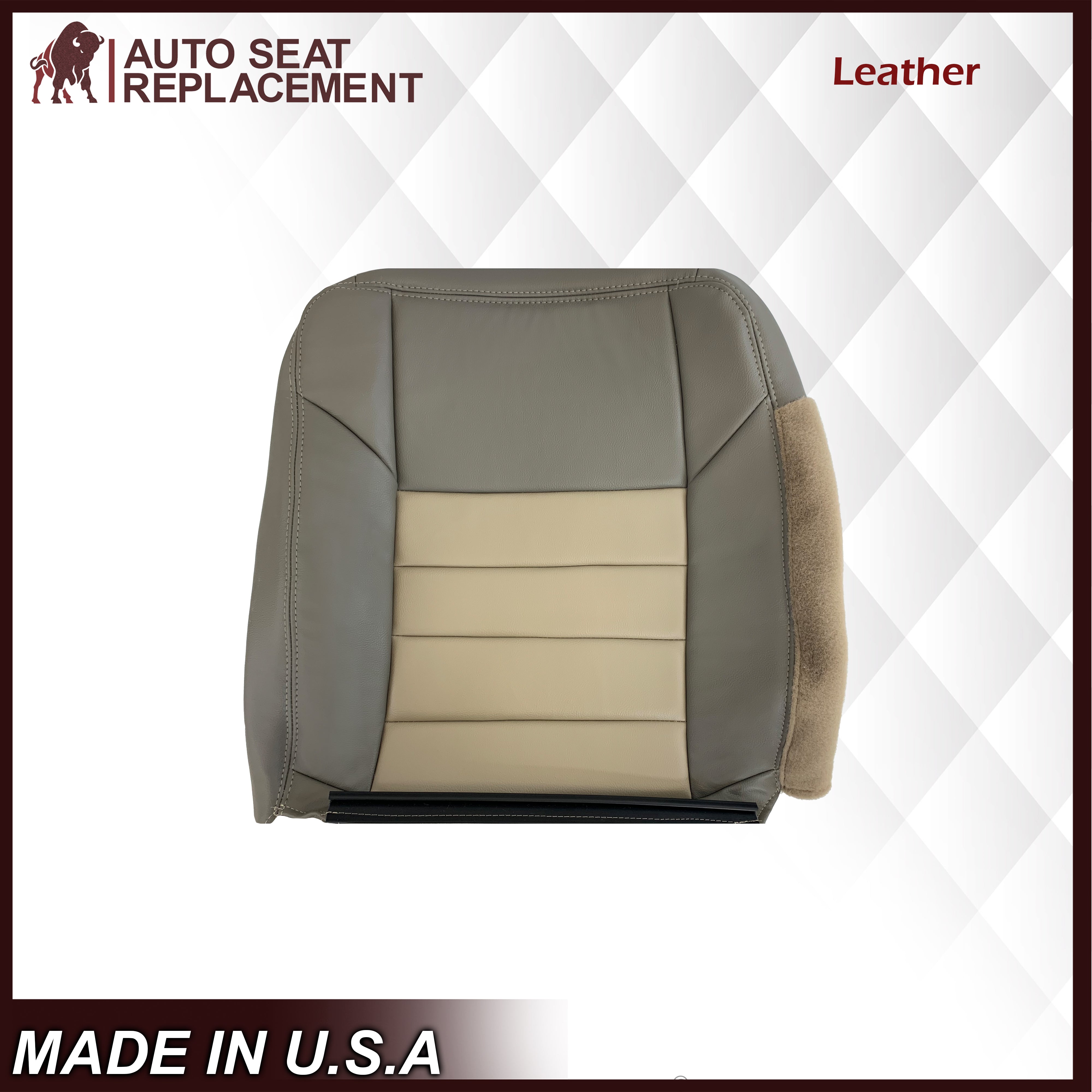 2002-2004 Ford Excursion Eddie Bauer Edition 60/40 Split Second Row Seat Covers - 2-Tone Tan & Gray | Custom Fit for SUV Protection & Comfort | Perfect for Road Trips, Family Travel & Off-Road Adventures