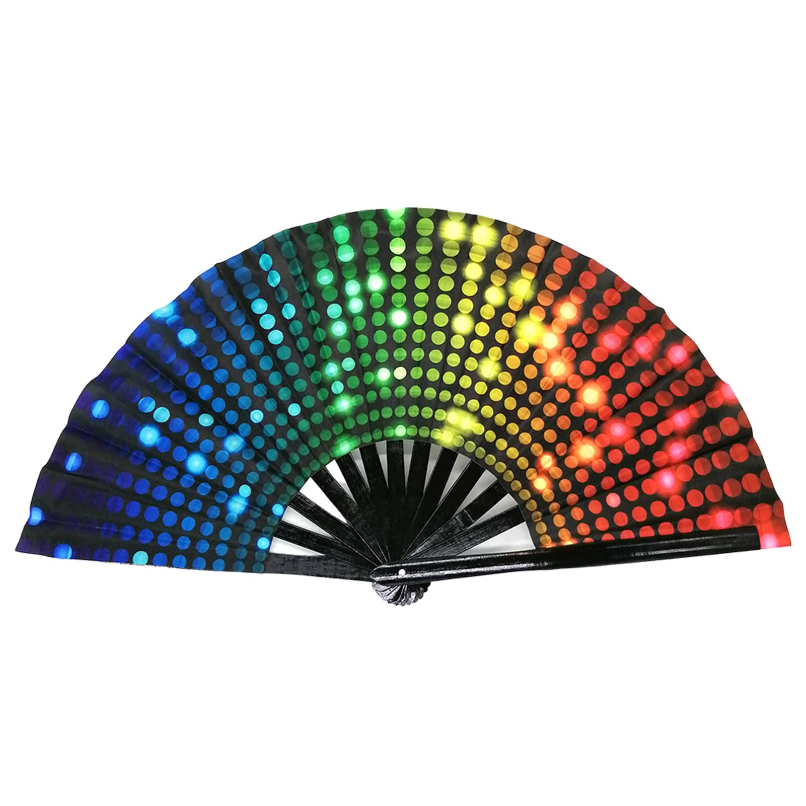 Rainbow Foldable Handheld Fan - Portable Bamboo Folding Fan for Women & Men, Large Dance Festival Fan - Perfect for Outdoor Events, Travel, and Summer Cooling