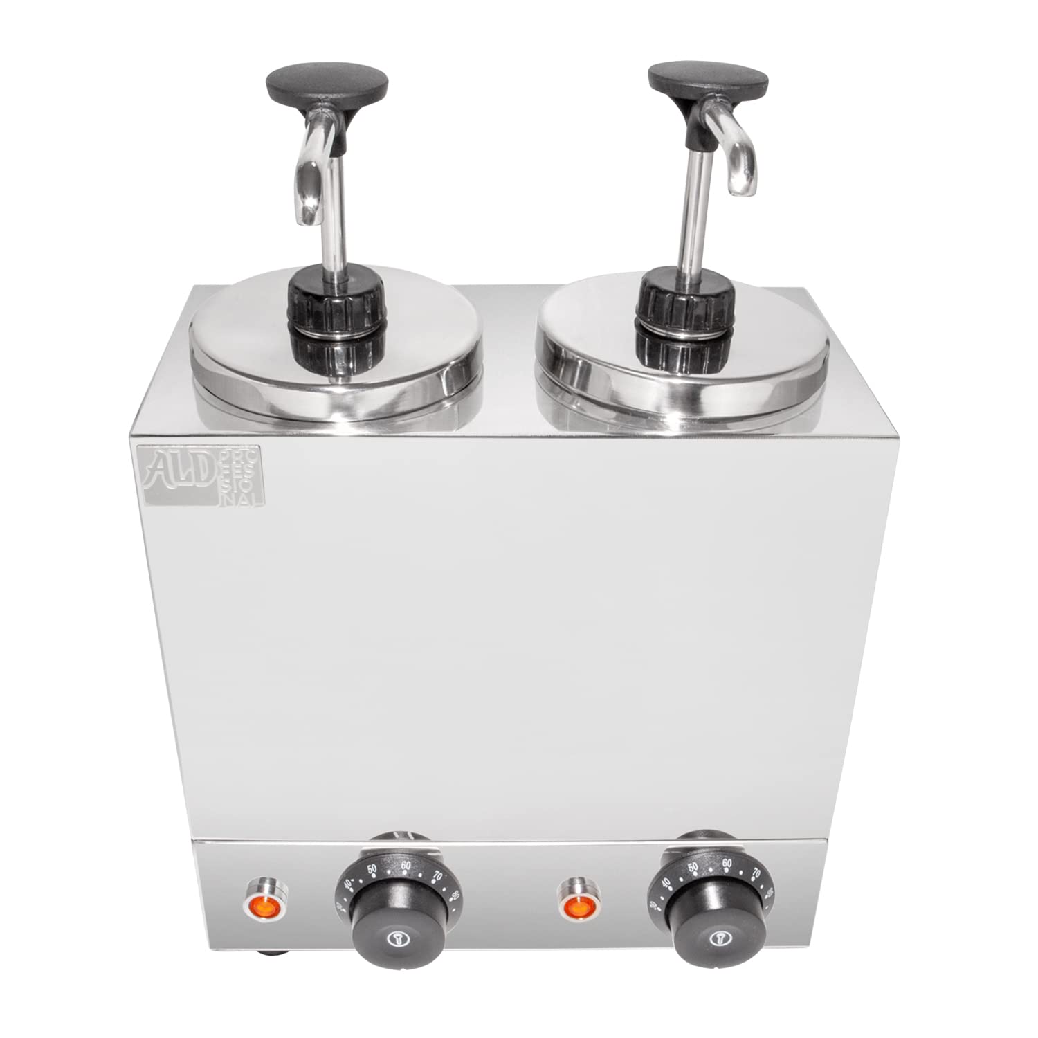 ALDKitchen 2-Head Sauce Dispenser & Warmer with Manual Control - Perfect for Restaurants, Catering, and Home Kitchens
