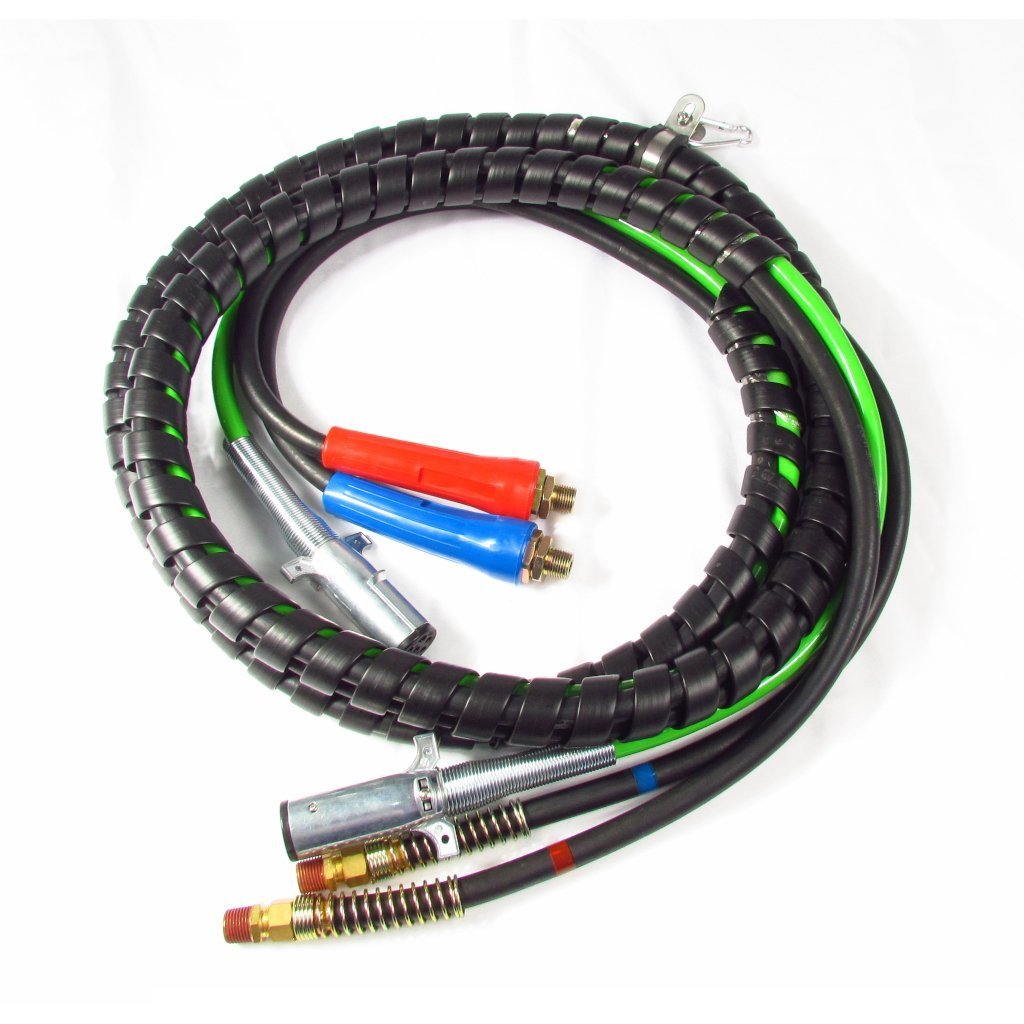 Fortpro 15Ft 3-in-1 ABS and Air Hoses Assembly Wrap with 7-Way Electrical ABS Trailer Cord & 2 Air Hoses - Replacement for 42045656, 451098, 169157 | F235507 | Ideal for Heavy-Duty Trucking and Trailer Maintenance