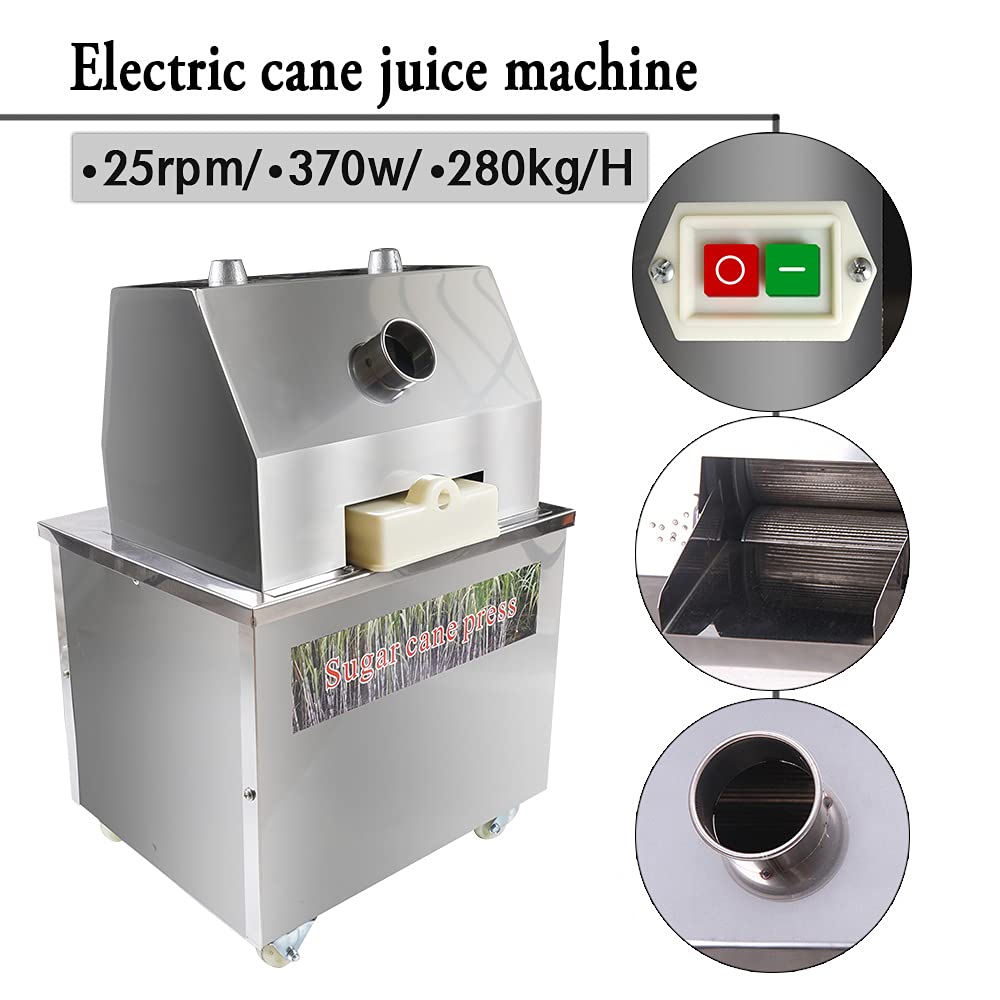 Shikha Commercial Electric Sugar Cane Juicer Machine with 304 Stainless Steel Rolls - 110V for Fresh Juice Extraction - Perfect for Restaurants, Juice Bars, and Home Use