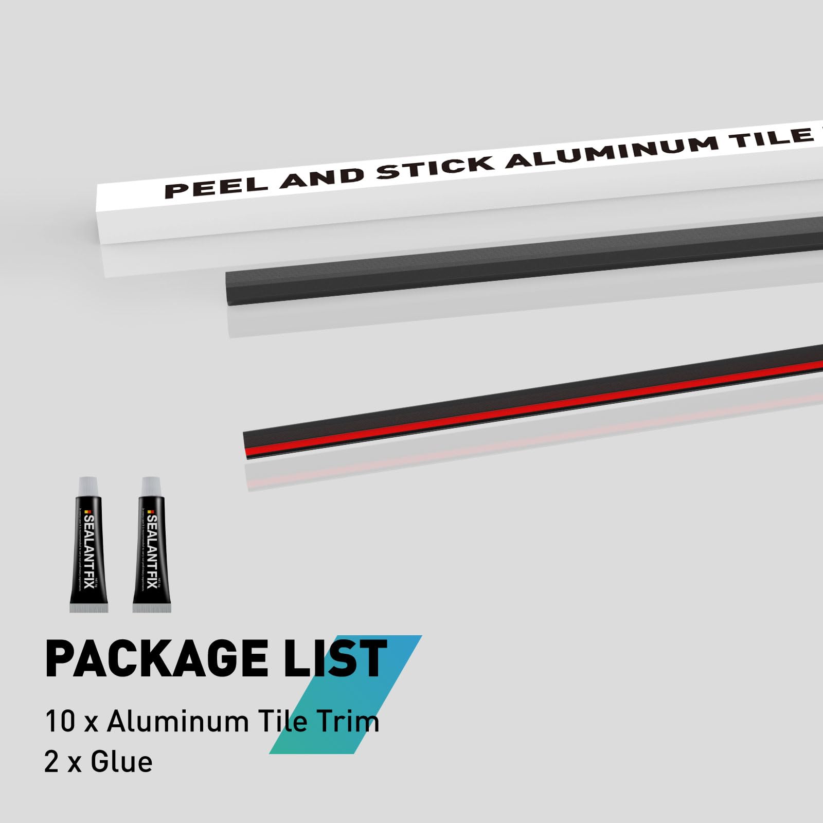 10-Pack Matte Black Peel and Stick Aluminum Tile Edge Trim - 39 Inch Self-Adhesive Metal Tile Edging for Kitchen Backsplash, Bathroom, Mirror Frame & Furniture (Easy DIY Installation)