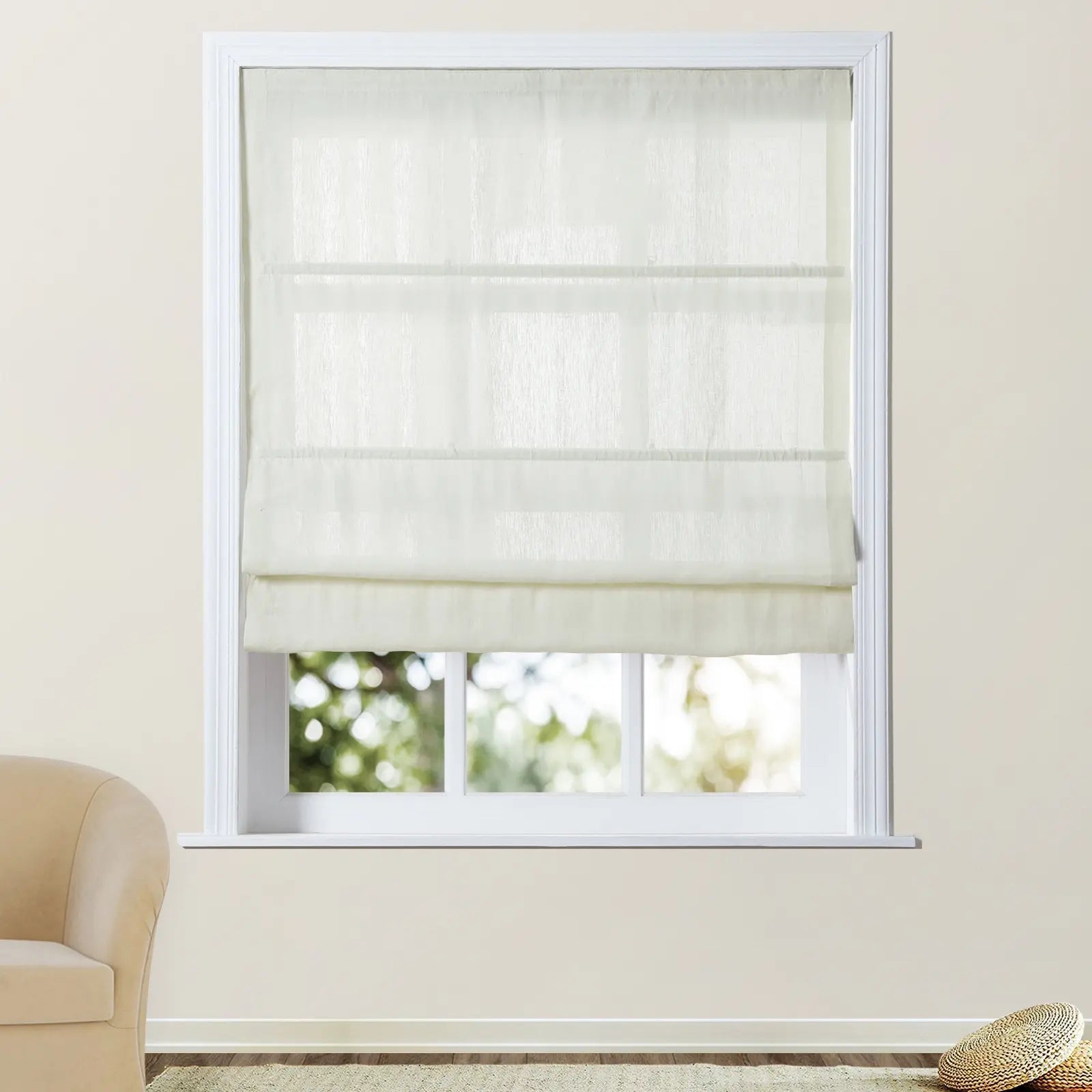 Premium Belgian Linen Cordless Roman Shades - Blackout Window Treatments for Bedroom & Living Room - Plus Size Custom Window Coverings