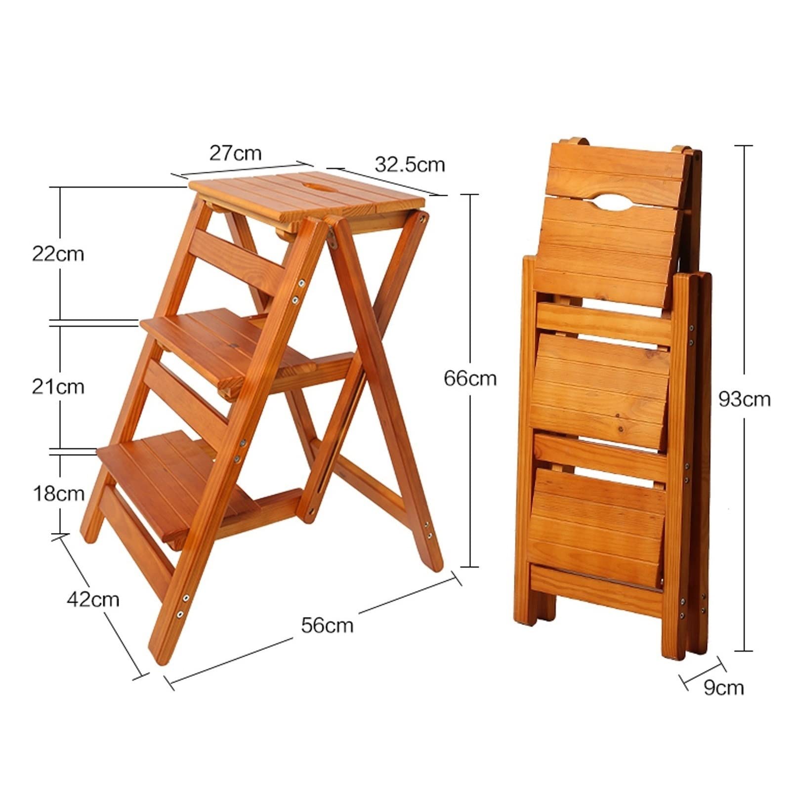 FADUNI 3-Step Foldable Step Stool, Non-Slip Safety Portable Multi-Functional White Step Stool for Home, Kitchen, Bathroom, and Garage Use