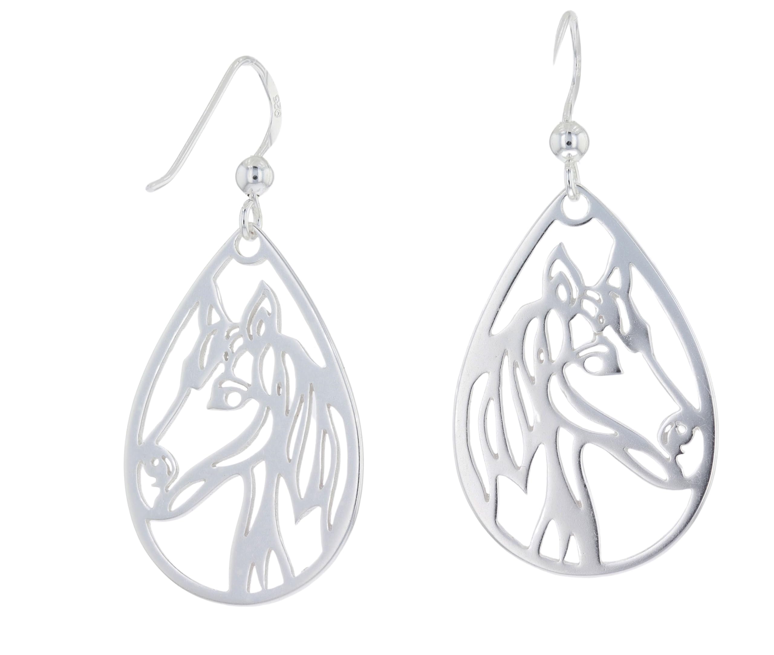 Sterling Silver Horse Profile Teardrop Dangle Earrings for Women - Elegant Animal Jewelry Gift for Equestrian Lovers - Perfect for Western Rodeo, Horseback Riding & Country Fashion