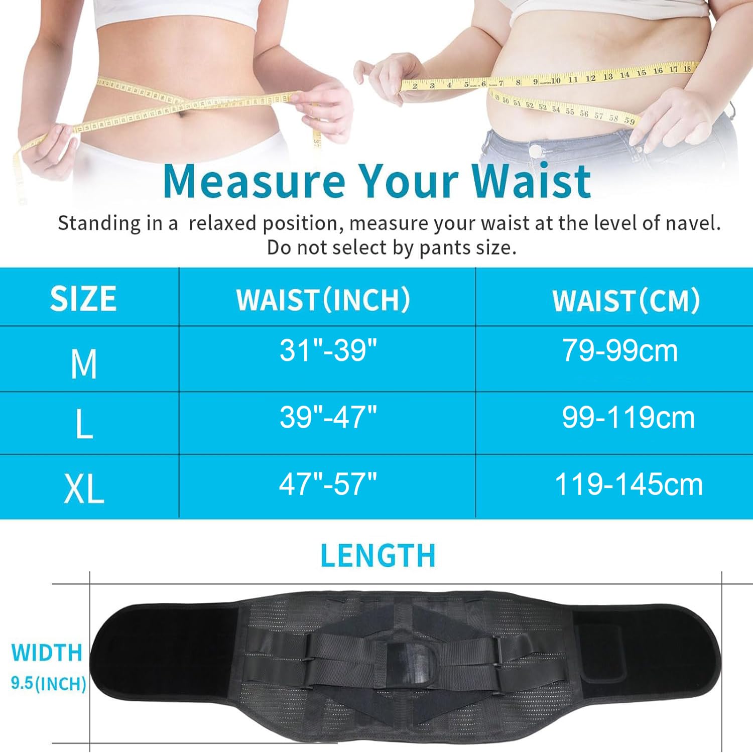 Rechargeable Heated Back Brace for Lower Back Pain Relief - Breathable Lumbar Support Belt with Heating for Herniated Disc & Sciatica - Men & Women - Perfect for Office Work, Driving & Daily Comfort (Large)