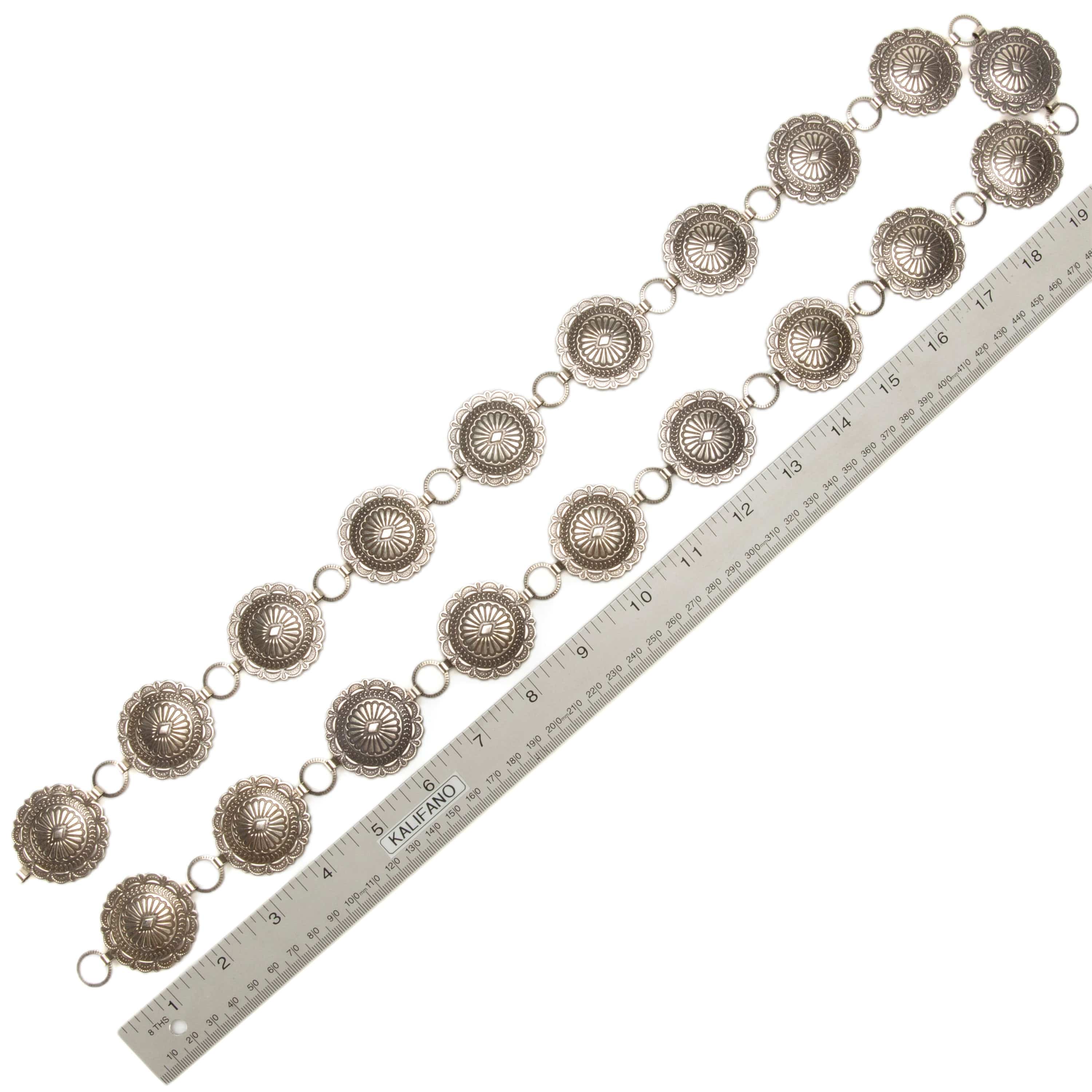 42 Round Nickel Silver Concho Belt for Western Fashion & Cowboy Outfits - Perfect for Jeans, Dresses & Costume Accessories